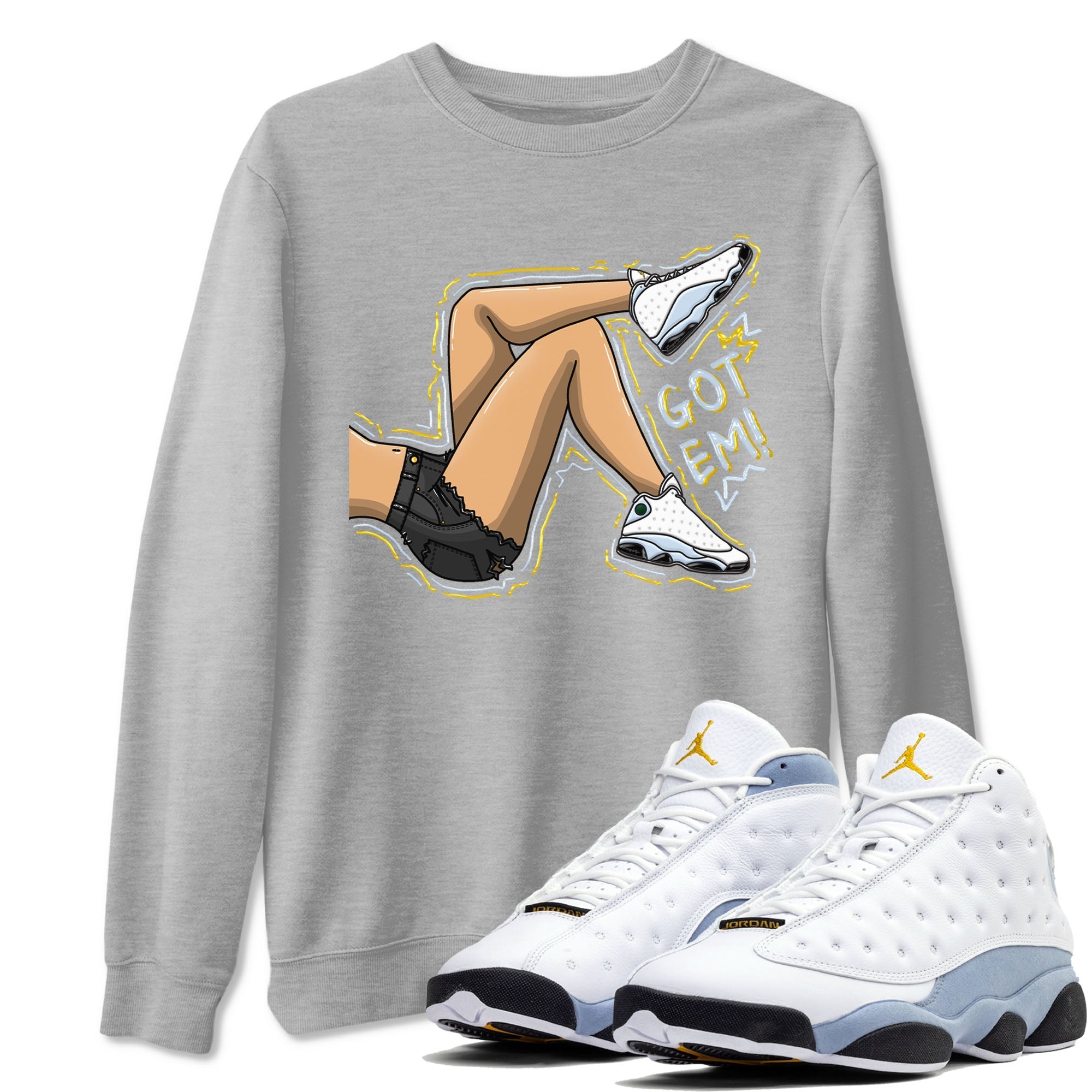 Got Em Legs snkmatch Tees - Air Jordan 13 Blue Grey