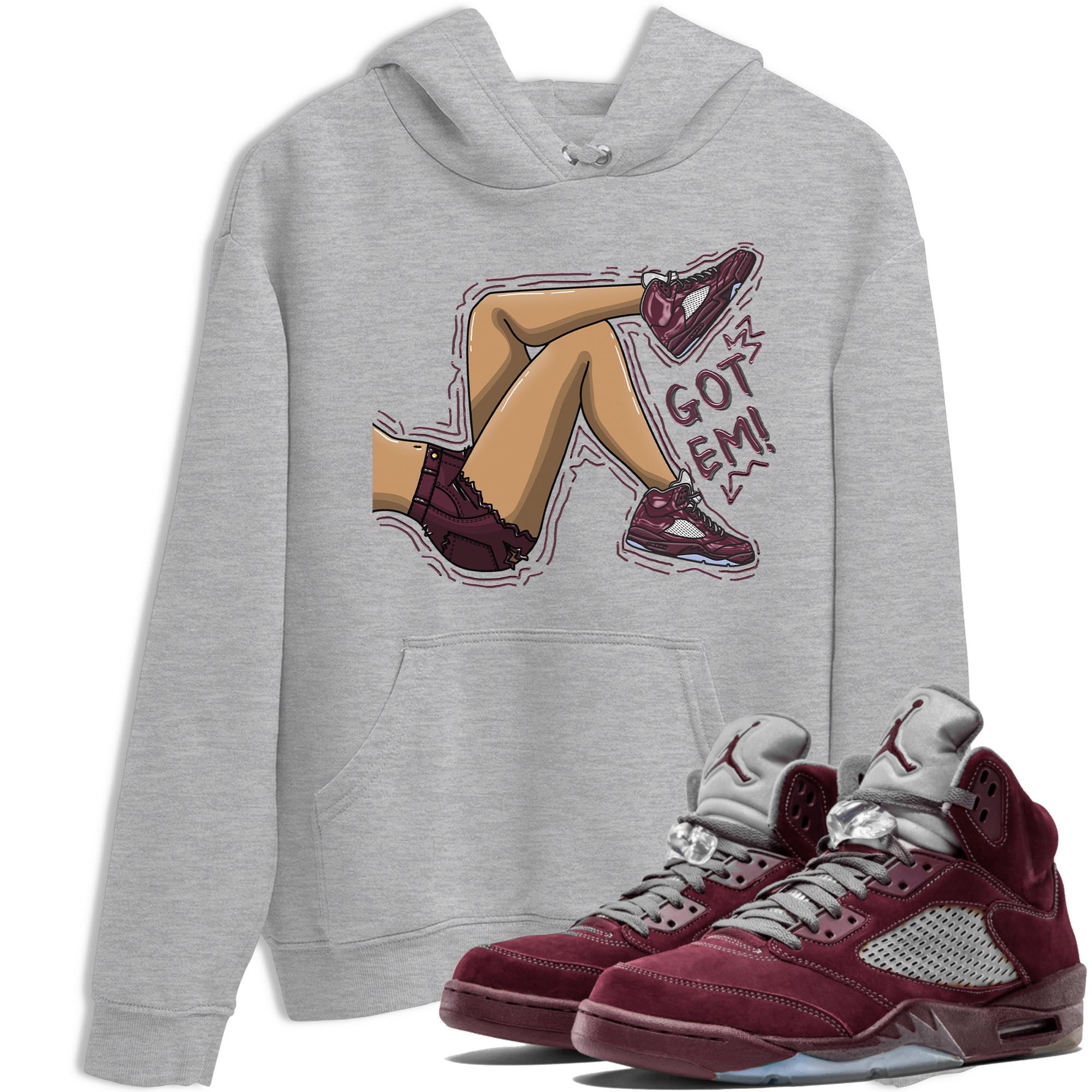 Got Em Legs snkmatch Tee - Air Jordan 5 Burgundy