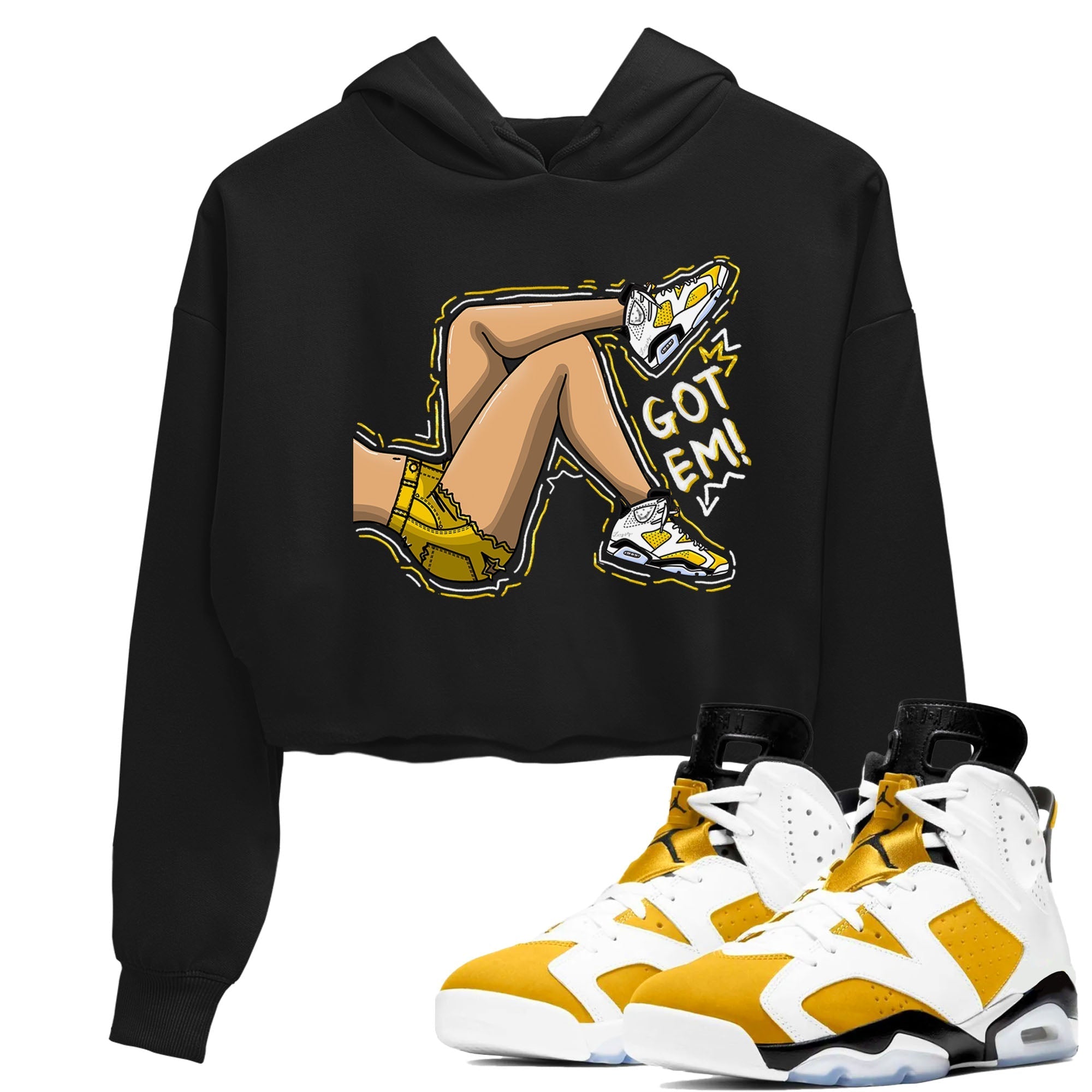 Got Em Legs snkmatch Tees Crop Top - Air Jordan 6 Yellow Ochre