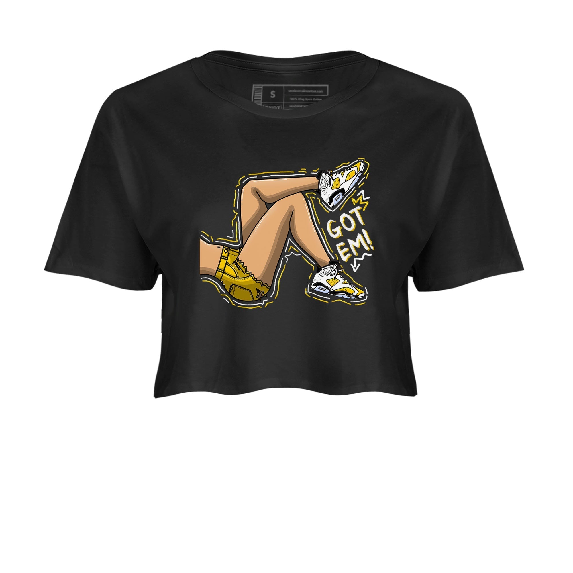 Got Em Legs snkmatch Tees Crop Top - Air Jordan 6 Yellow Ochre