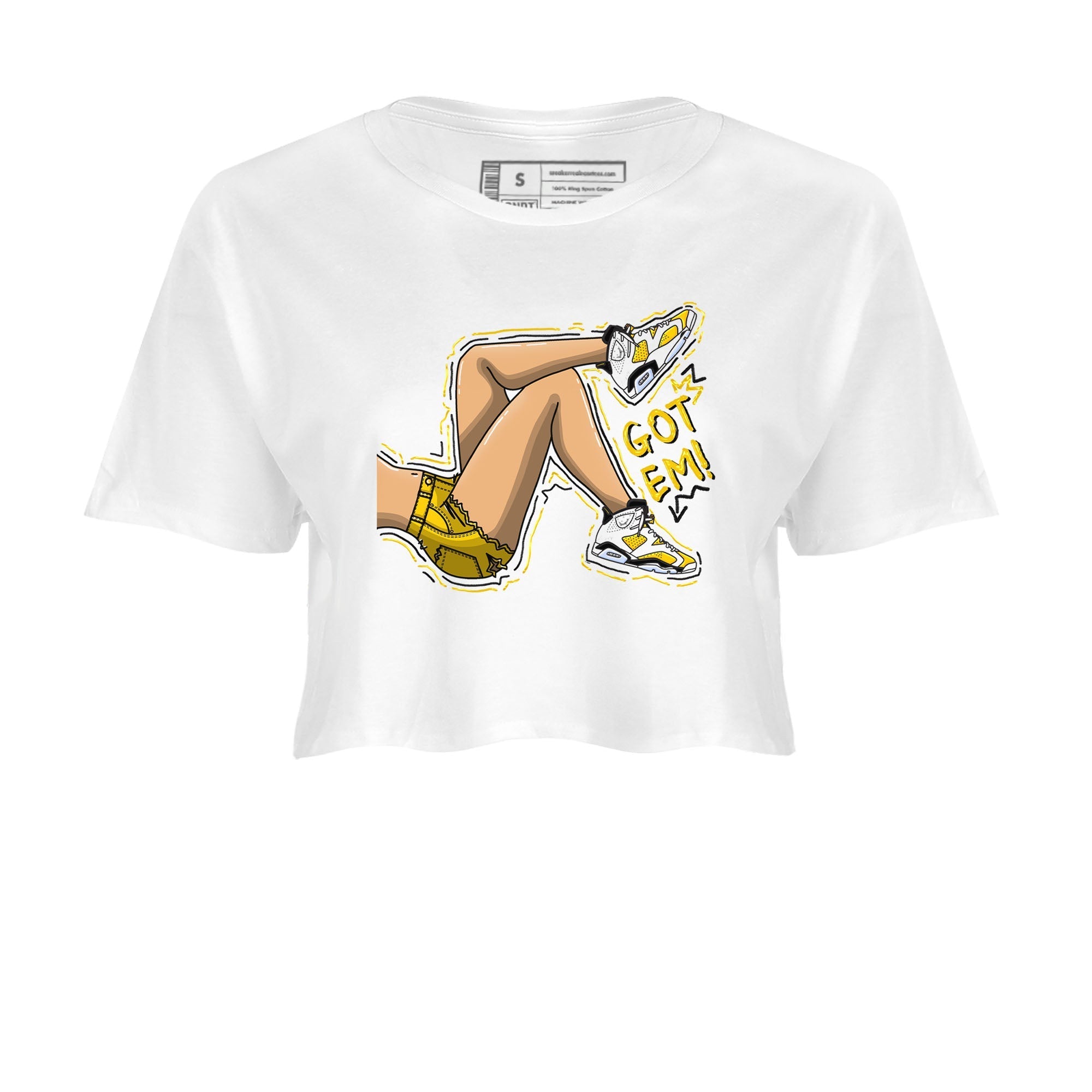 Got Em Legs snkmatch Tees Crop Top - Air Jordan 6 Yellow Ochre