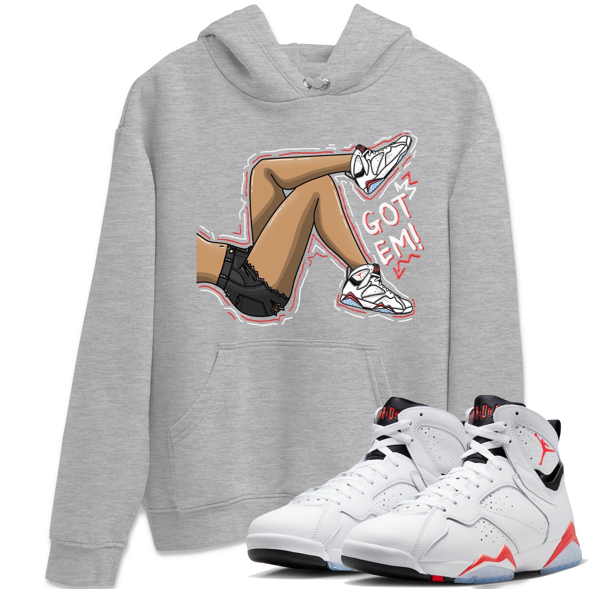 Got Em Legs snkmatch Tee - Air Jordan 7 White Infrared