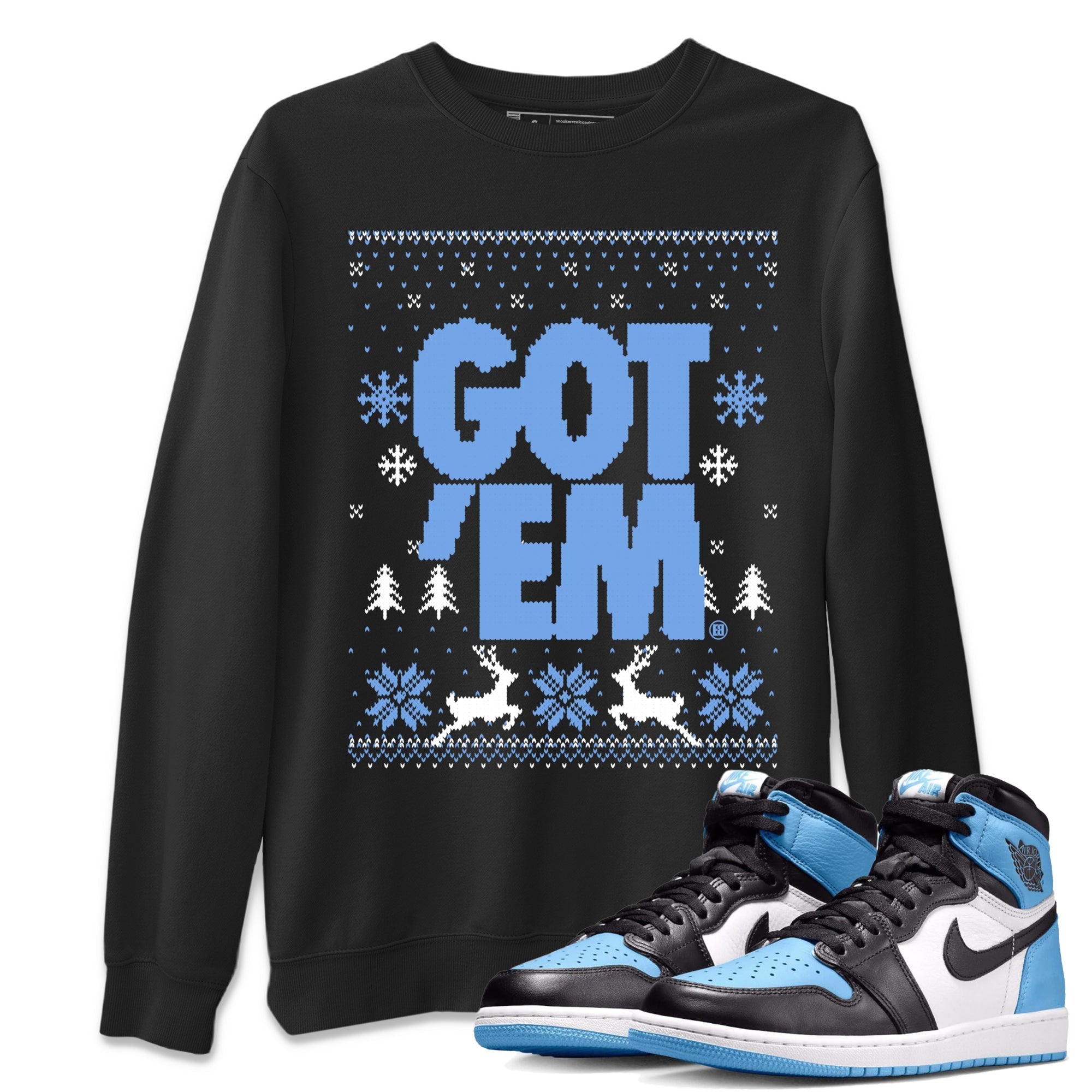 Got Em Ugly Sweater snkmatch Tees - Air Jordan 1 UNC Toe