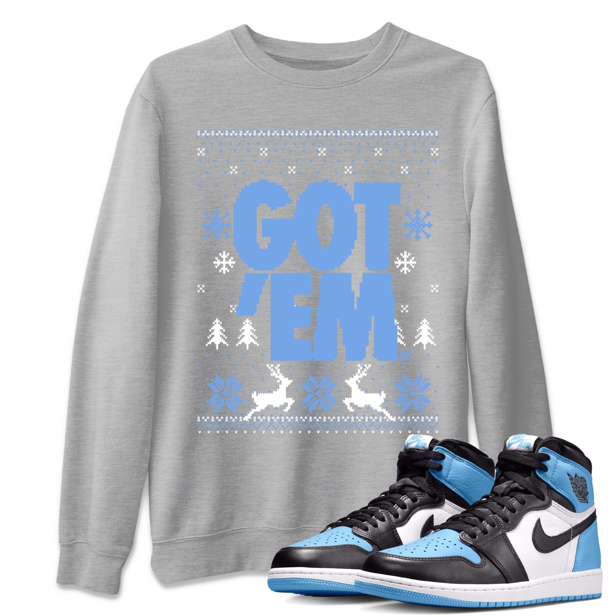 Got Em Ugly Sweater snkmatch Tees - Air Jordan 1 UNC Toe