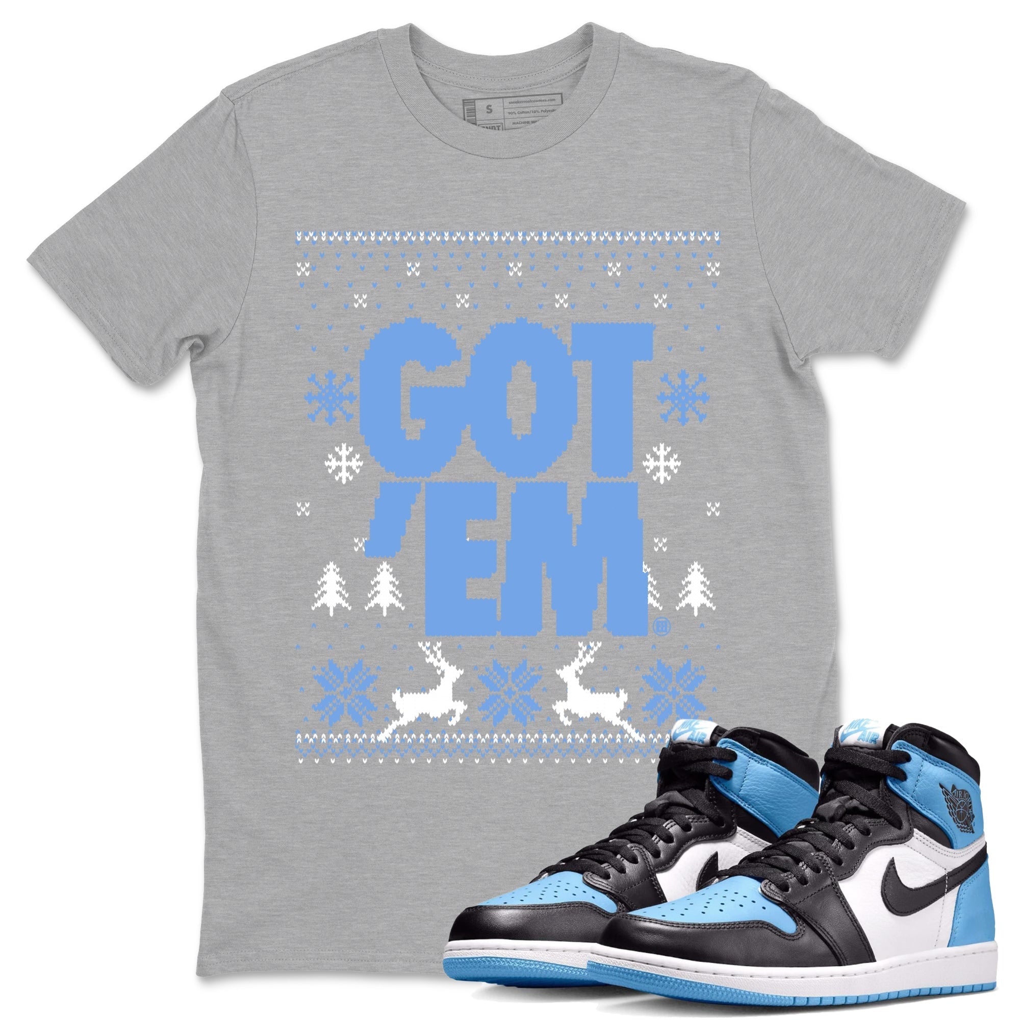 Got Em Ugly Sweater snkmatch Tees - Air Jordan 1 UNC Toe