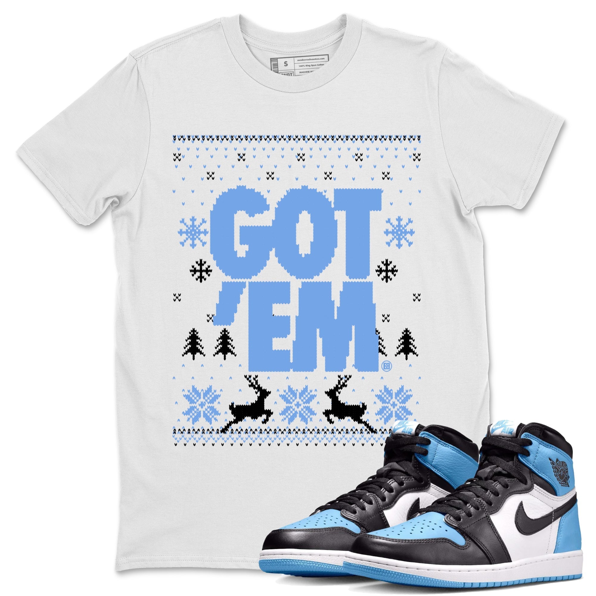 Got Em Ugly Sweater snkmatch Tees - Air Jordan 1 UNC Toe