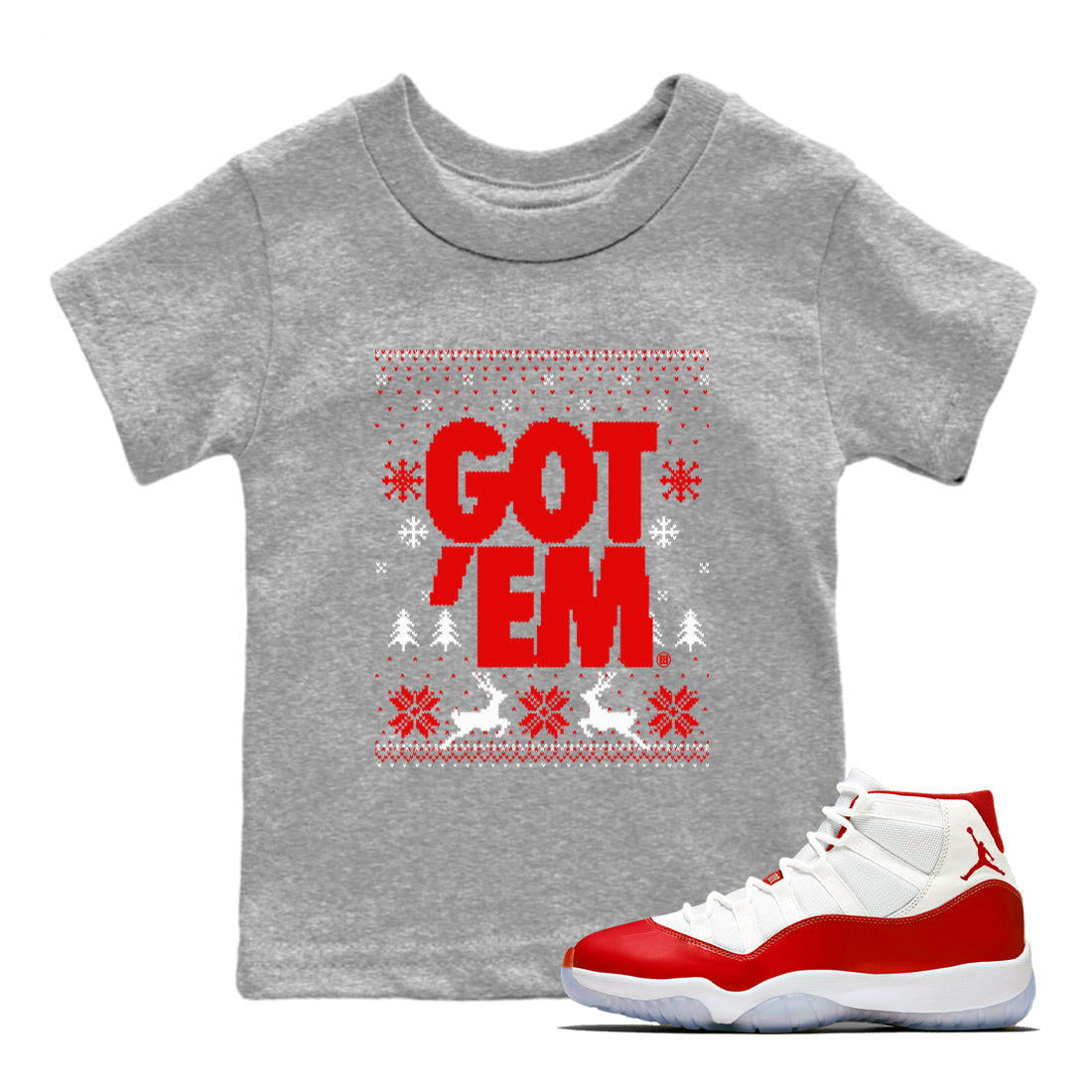 Got Em Ugly Sweater snkmatch Tees Kids - Air Jordan 11 Cherry