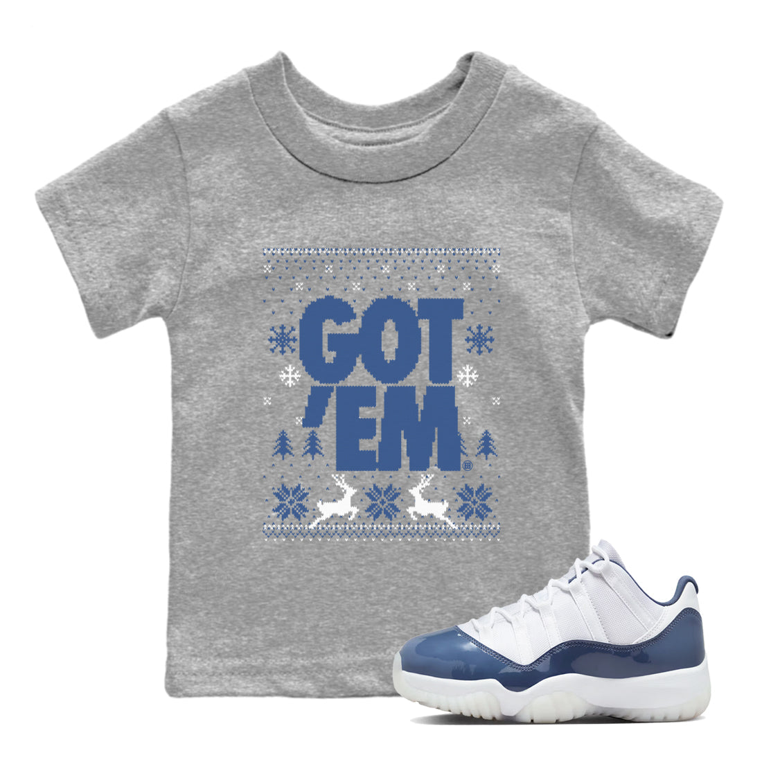 Got Em Ugly Sweater snkmatch Tees Kids - Air Jordan 11 Diffused Blue