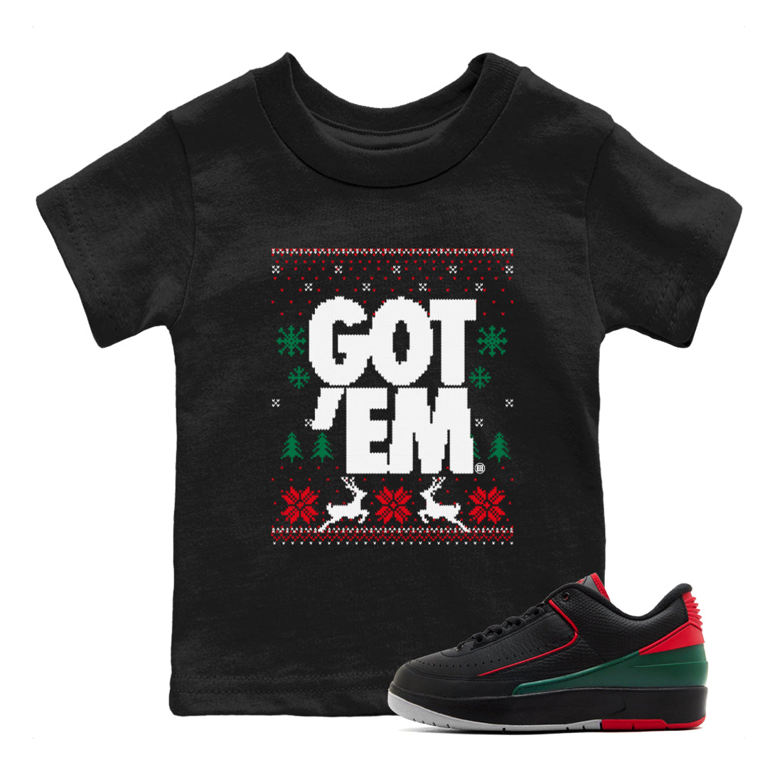 Got Em Ugly Sweater snkmatch Tees Kids - Air Jordan 2 Christmas