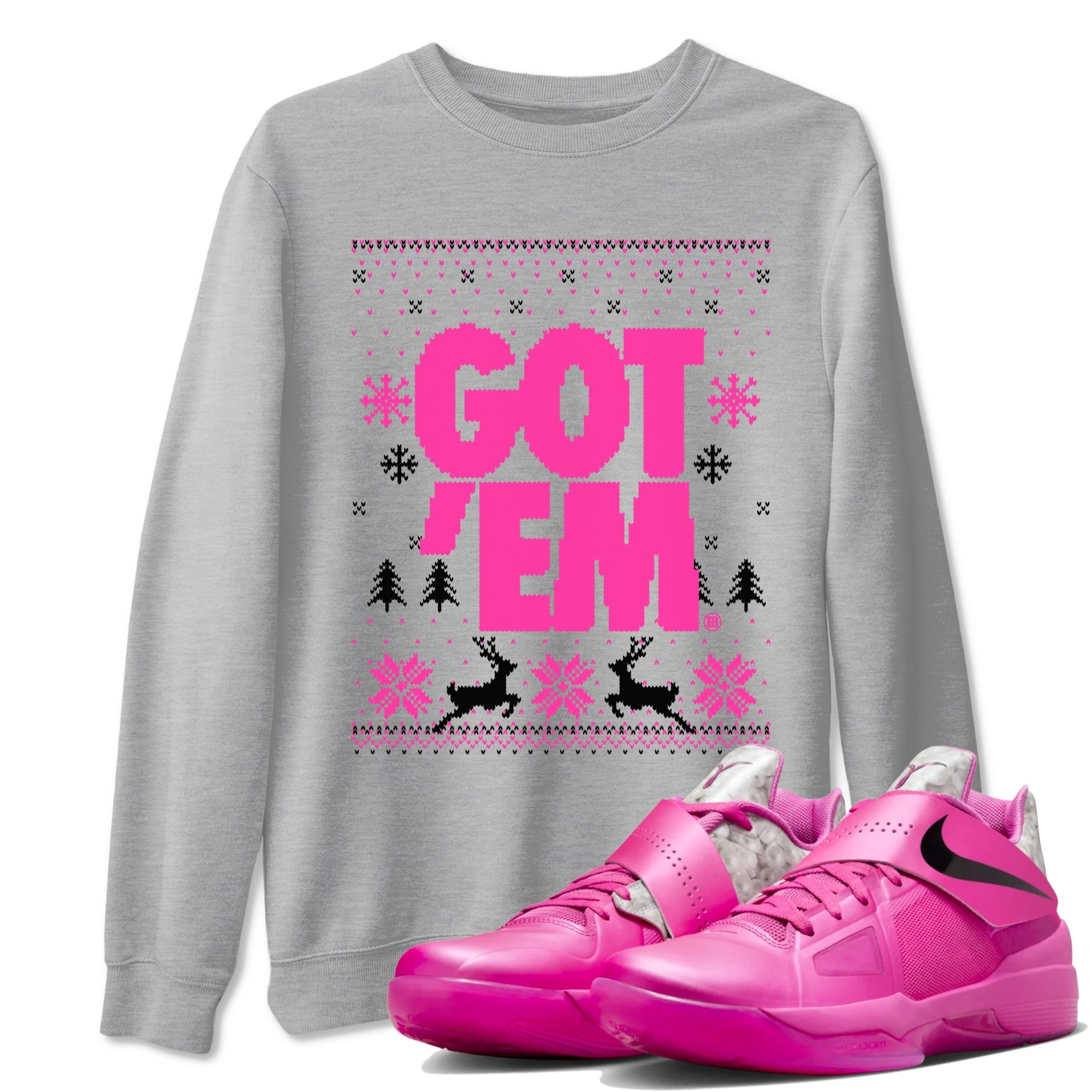 Got Em Ugly Sweater snkmatch Tees - Nike KD 4 Aunt Pearl