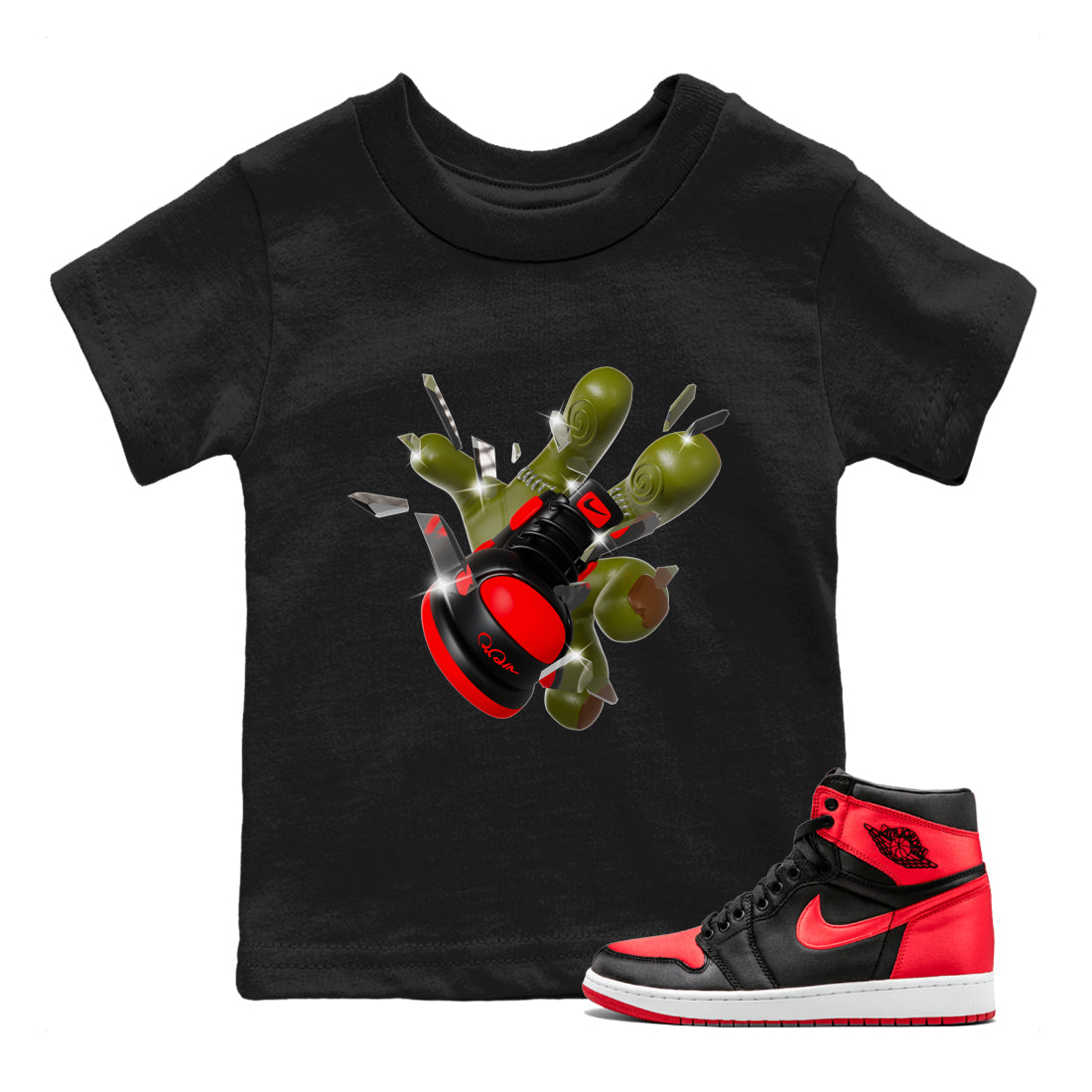 Got Em Zombie Hand snkmatch Tee Kids - Air Jordan 1 Satin Bred