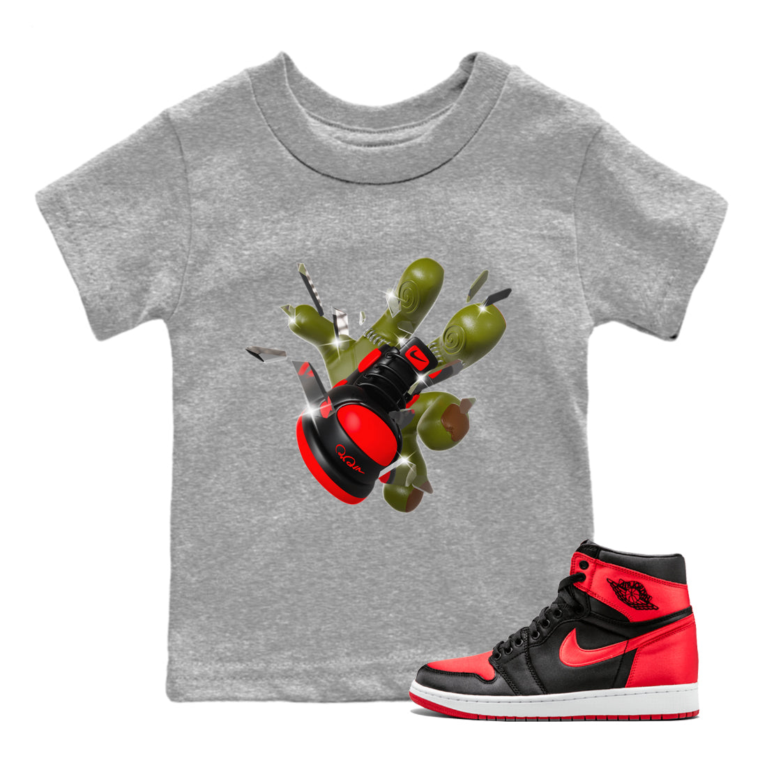 Got Em Zombie Hand snkmatch Tee Kids - Air Jordan 1 Satin Bred