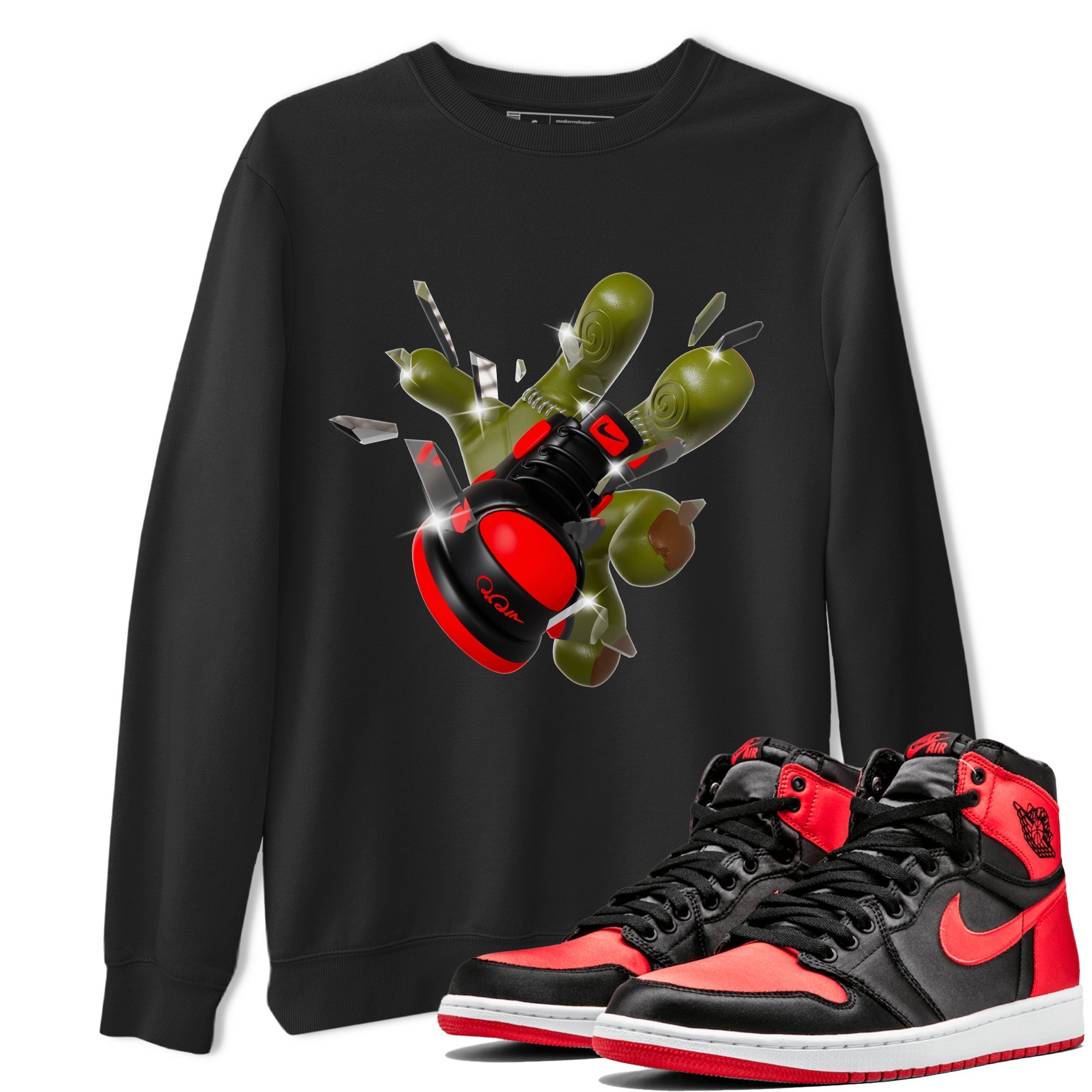 Got Em Zombie Hand snkmatch Tee - Air Jordan 1 Satin Bred