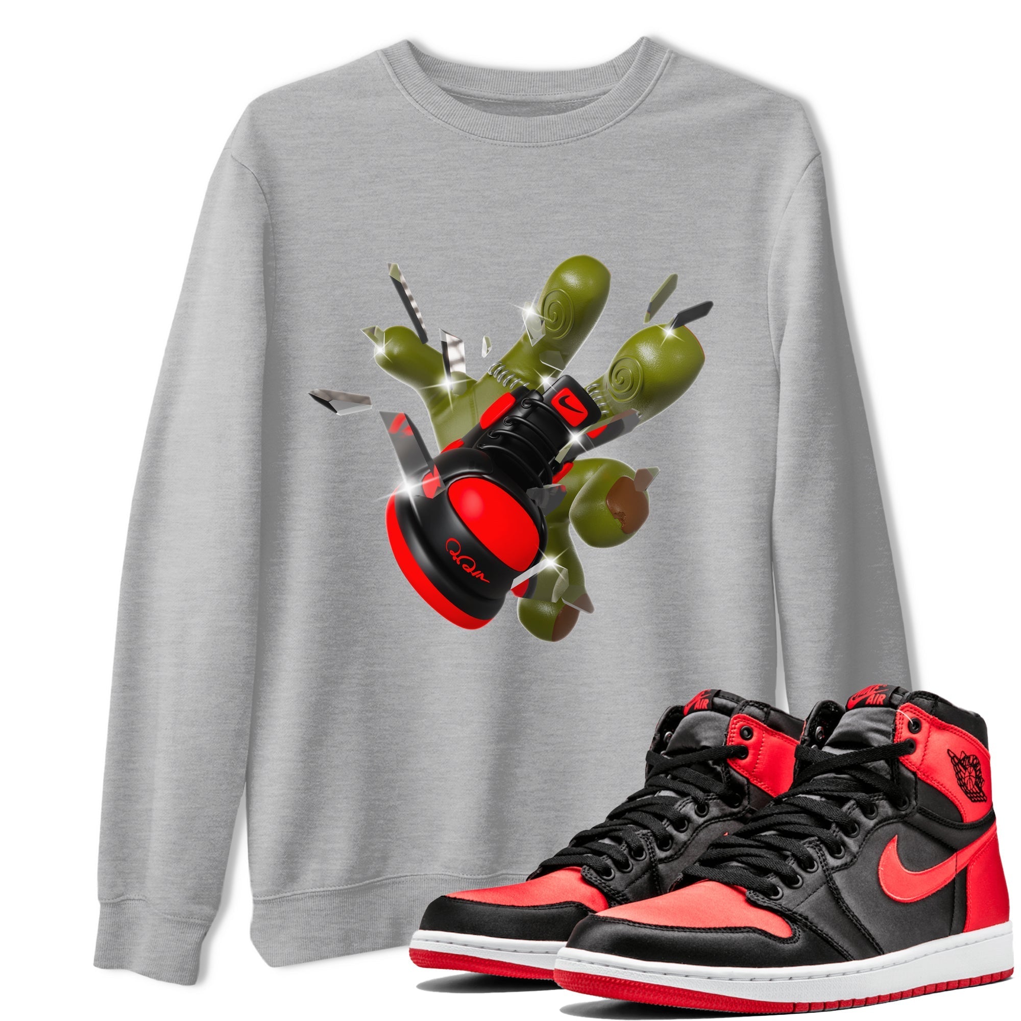 Got Em Zombie Hand snkmatch Tee - Air Jordan 1 Satin Bred