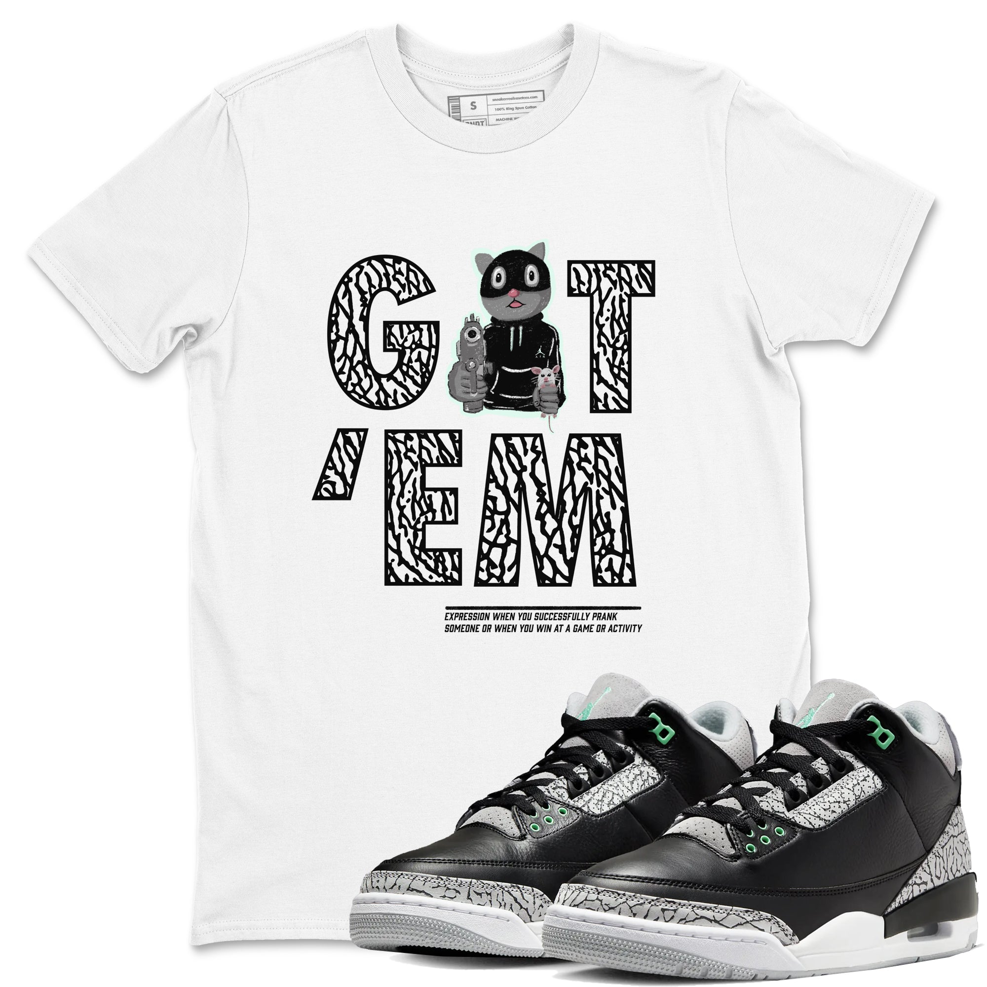 Got'em Cat snkmatch Tees - Air Jordan 3 Green Glow