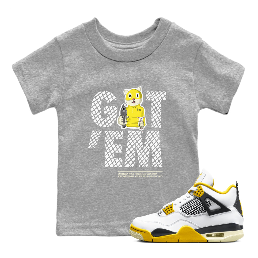 Got'em Cat snkmatch Tees Kids - Air Jordan 4 Vivid Sulfur