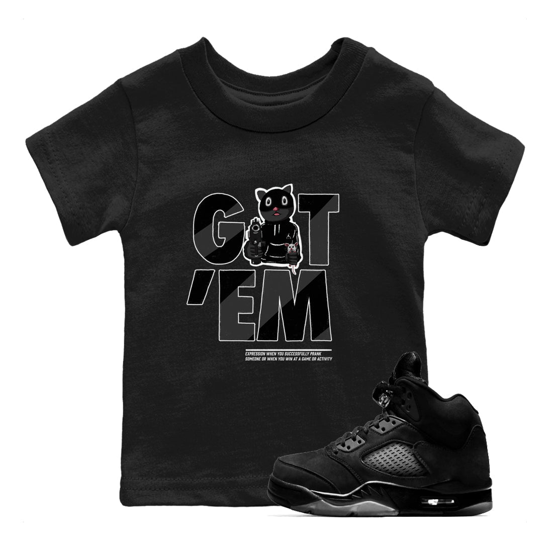 Got'em Cat snkmatch Tees Kids - Air Jordan 5 Black Cat