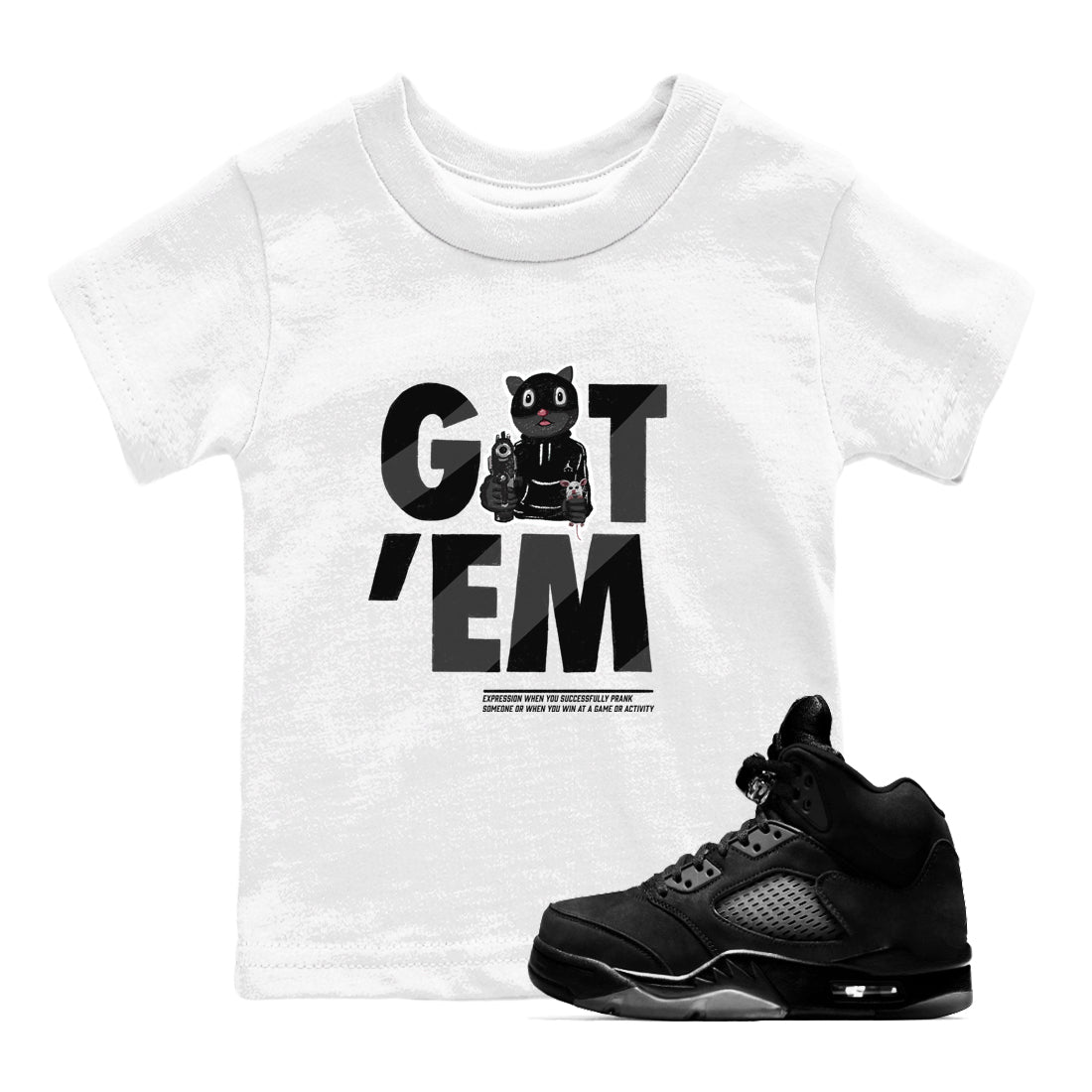 Got'em Cat snkmatch Tees Kids - Air Jordan 5 Black Cat