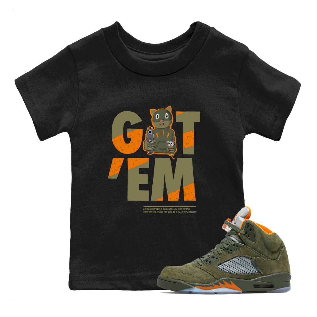 Got'em Cat snkmatch Tees Kids - Air Jordan 5 Olive