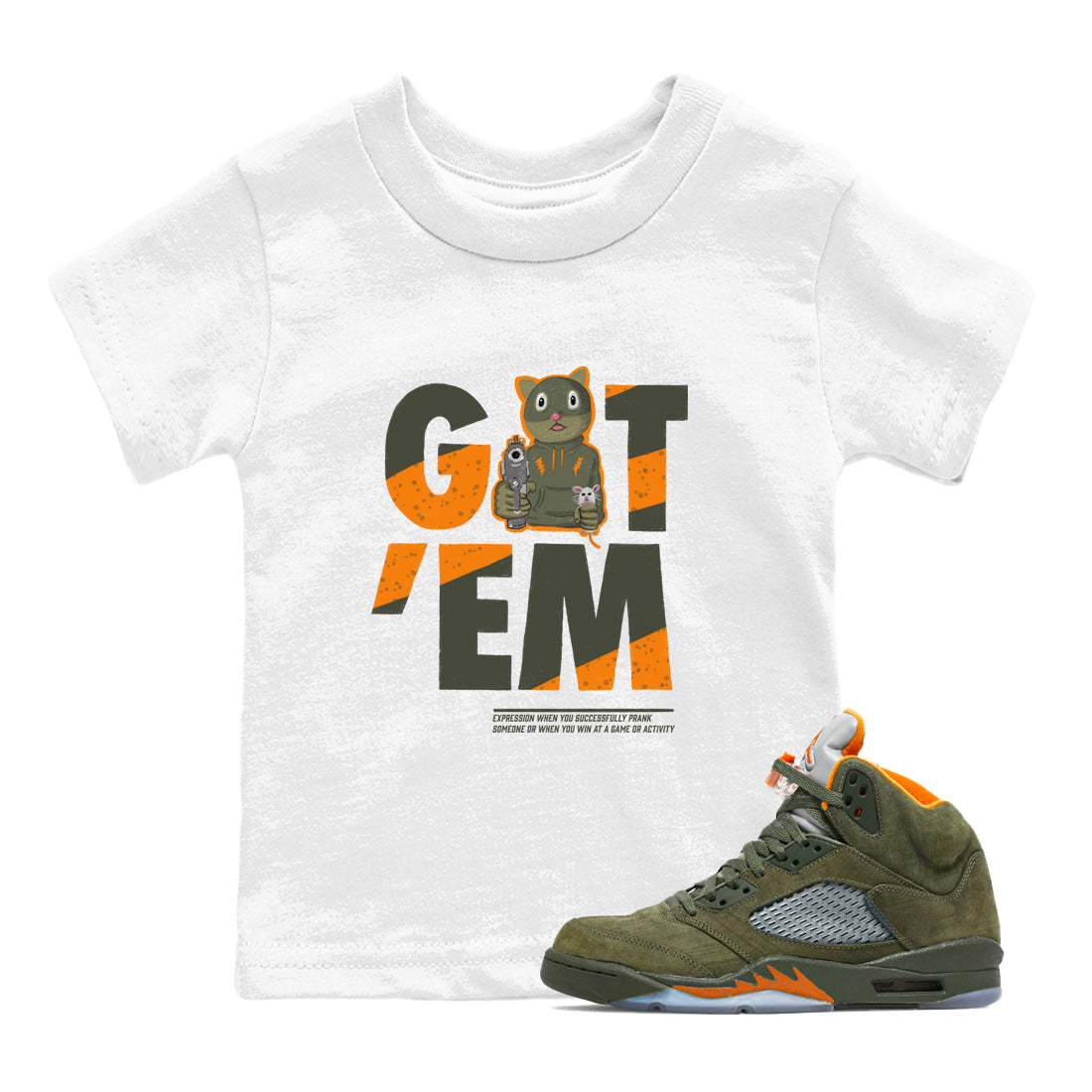 Got'em Cat snkmatch Tees Kids - Air Jordan 5 Olive