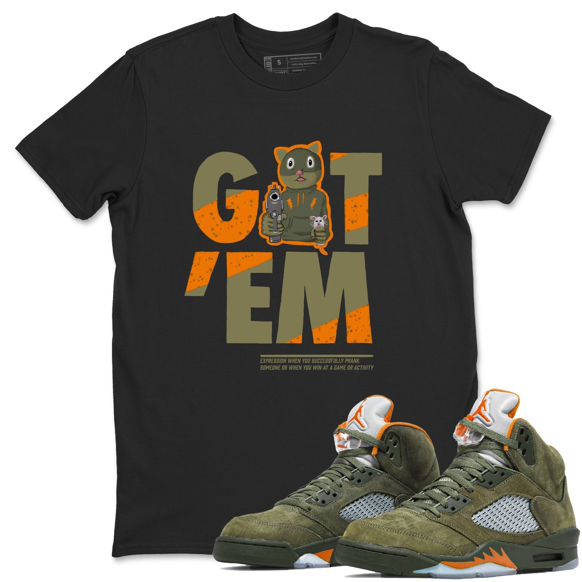 Got'em Cat snkmatch Tees - Air Jordan 5 Olive