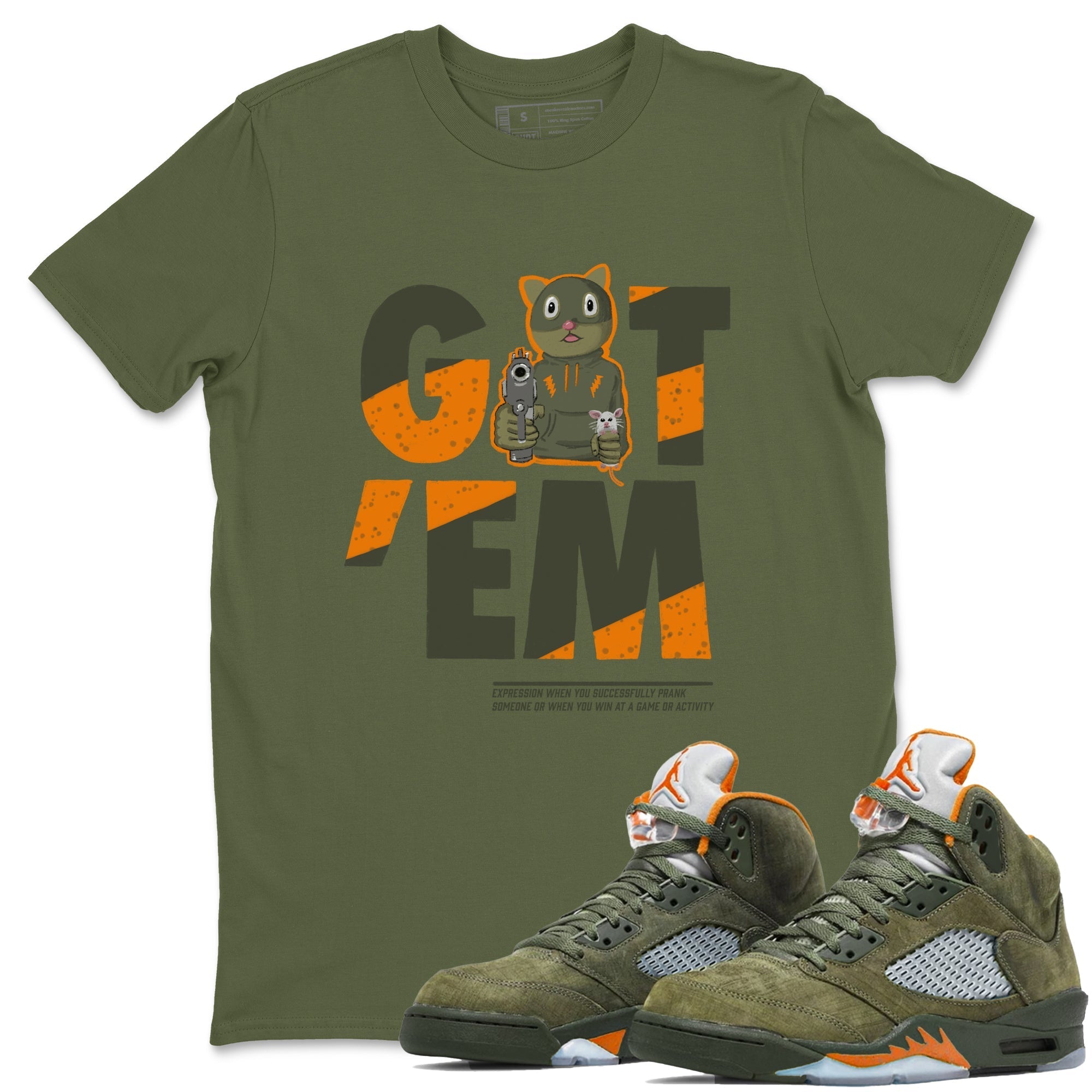 Got'em Cat snkmatch Tees - Air Jordan 5 Olive