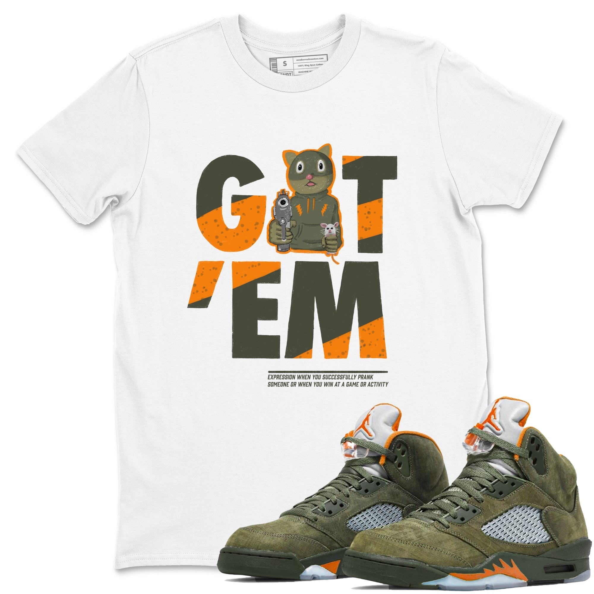 Got'em Cat snkmatch Tees - Air Jordan 5 Olive