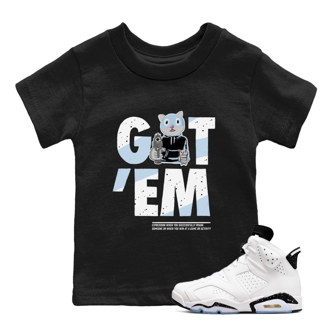 Got'em Cat snkmatch Tees Kids - Air Jordan 6 White Black