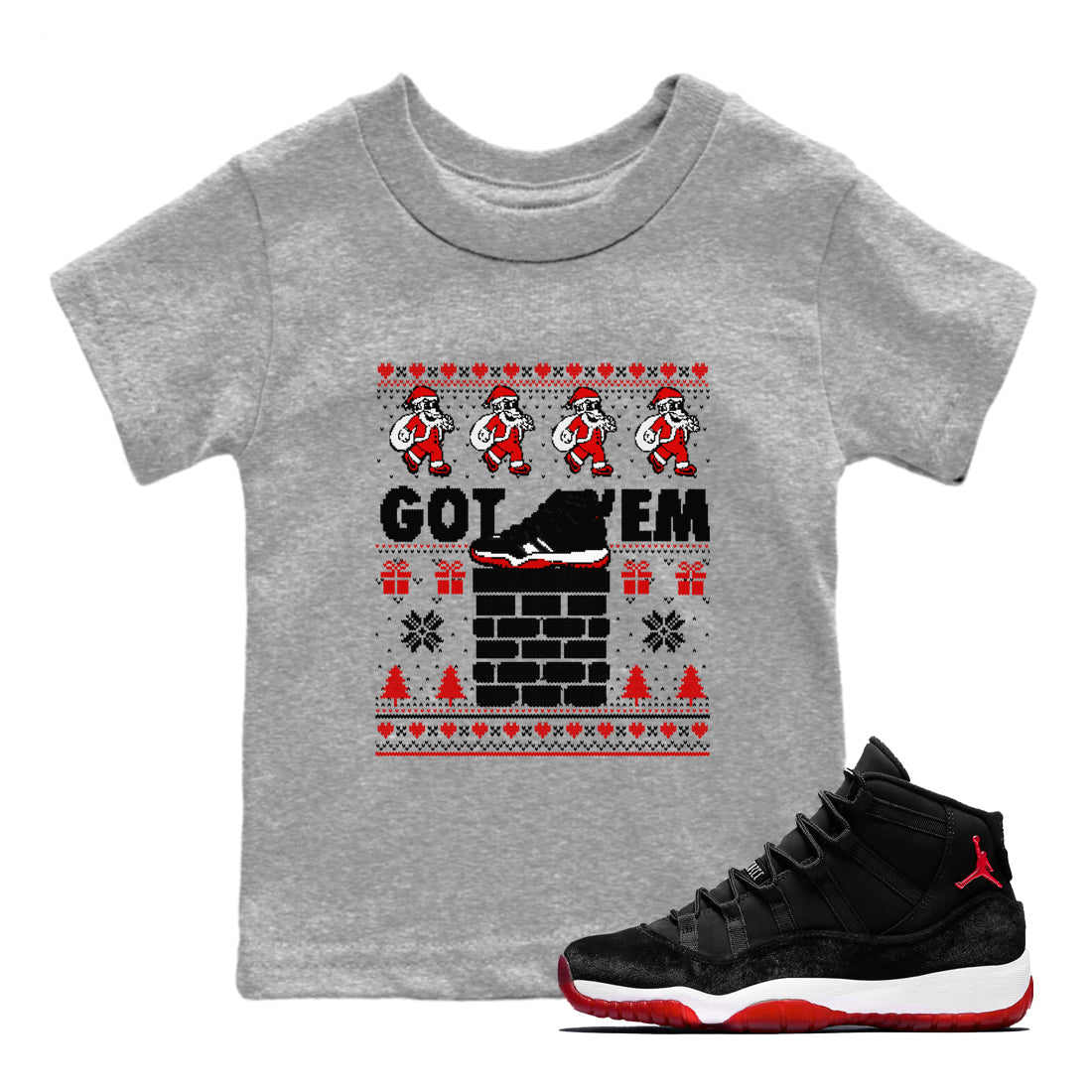 Got'em Santa snkmatch Tees Kids - Air Jordan 11 Bred Velvet