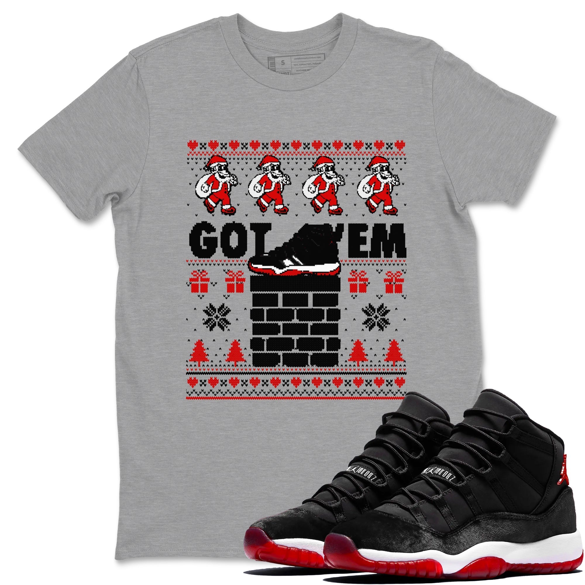Got'em Santa snkmatch Tees - Air Jordan 11 Bred Velvet