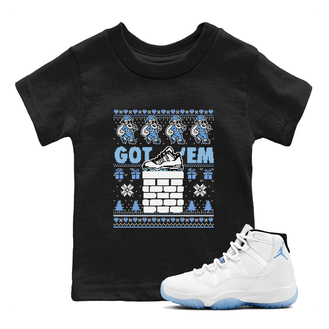 Got'em Santa snkmatch Tees Kids - Air Jordan 11 Legend Blue
