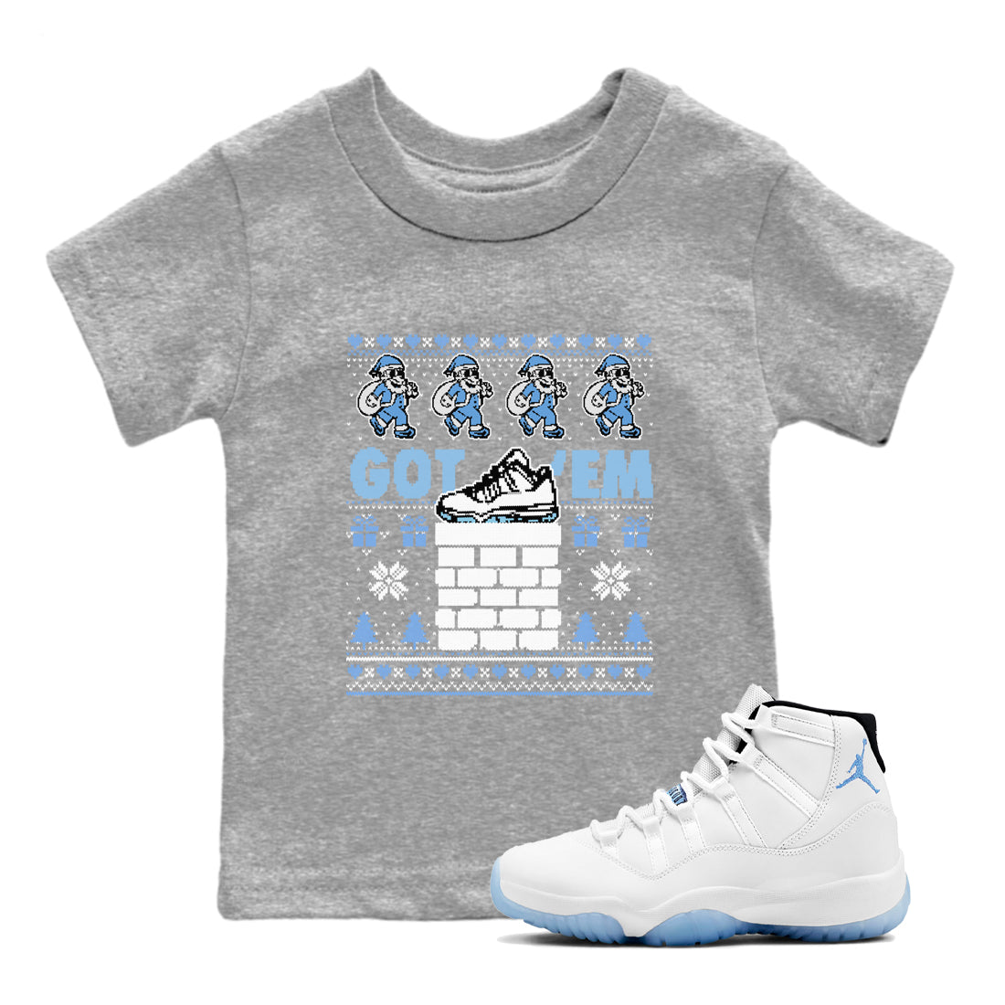Got'em Santa snkmatch Tees Kids - Air Jordan 11 Legend Blue