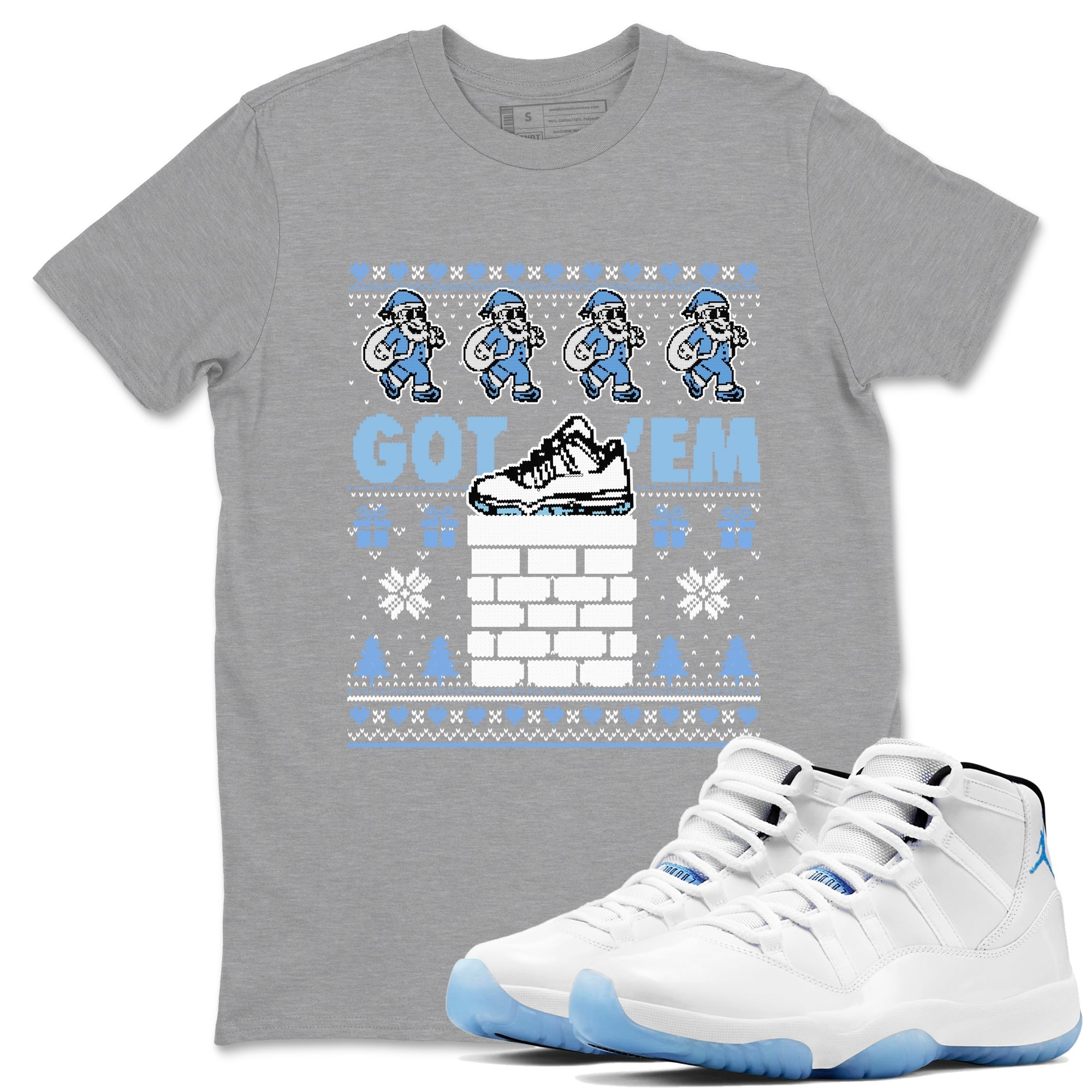 Got'em Santa snkmatch Tees - Air Jordan 11 Legend Blue