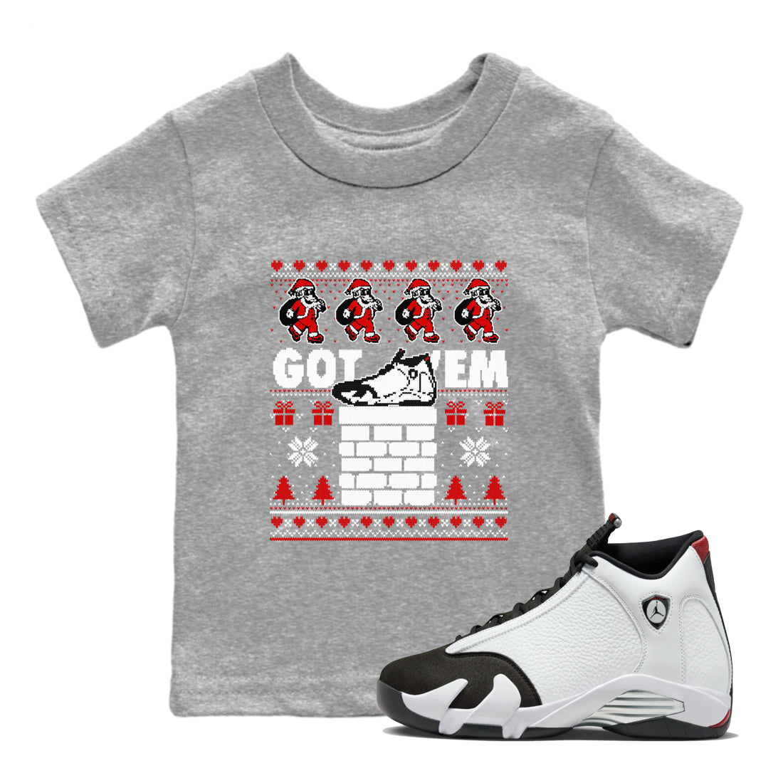 Got'em Santa snkmatch Tees Kids - Air Jordan 14 Black Toe