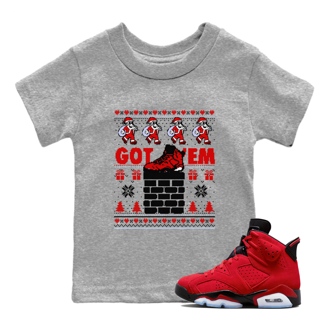 Got'em Santa snkmatch Tees Kids - Air Jordan 6 Toro Bravo