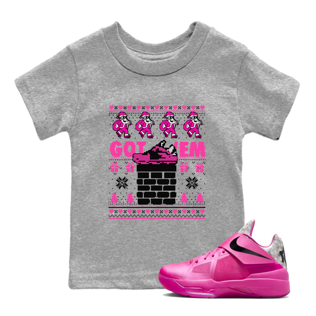Got'em Santa snkmatch Tees Kids - Nike KD 4 Aunt Pearl