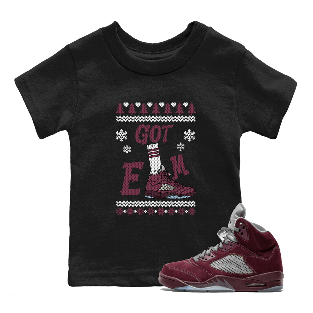 Gotem Sweater snkmatch Tees Kids - Air Jordan 5 Burgundy