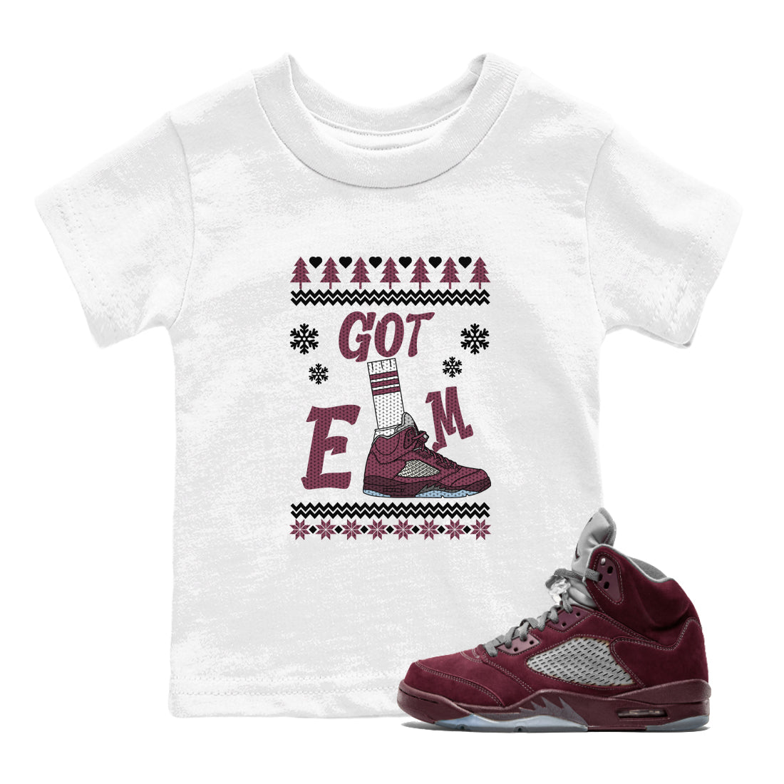 Gotem Sweater snkmatch Tees Kids - Air Jordan 5 Burgundy