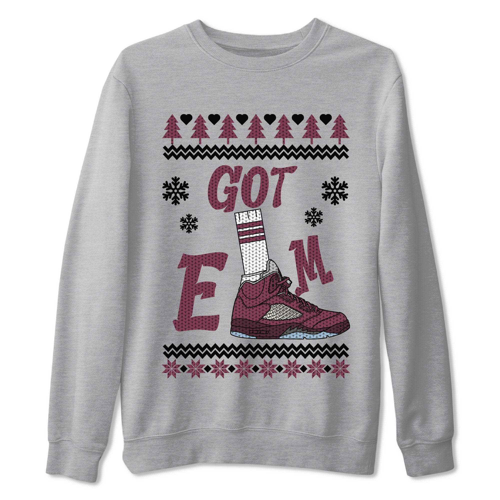 Gotem Sweater snkmatch Tees - Air Jordan 5 Burgundy