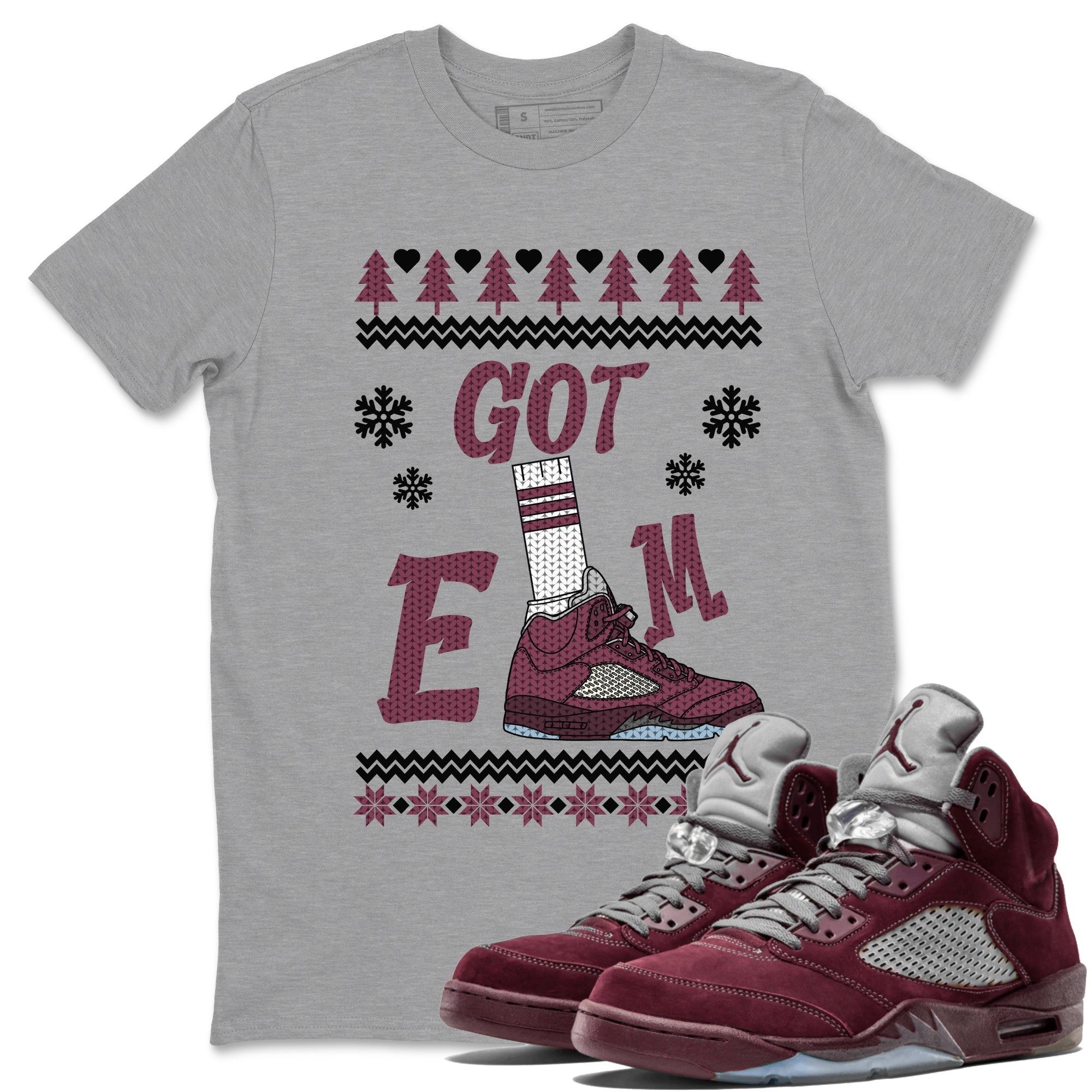 Gotem Sweater snkmatch Tees - Air Jordan 5 Burgundy
