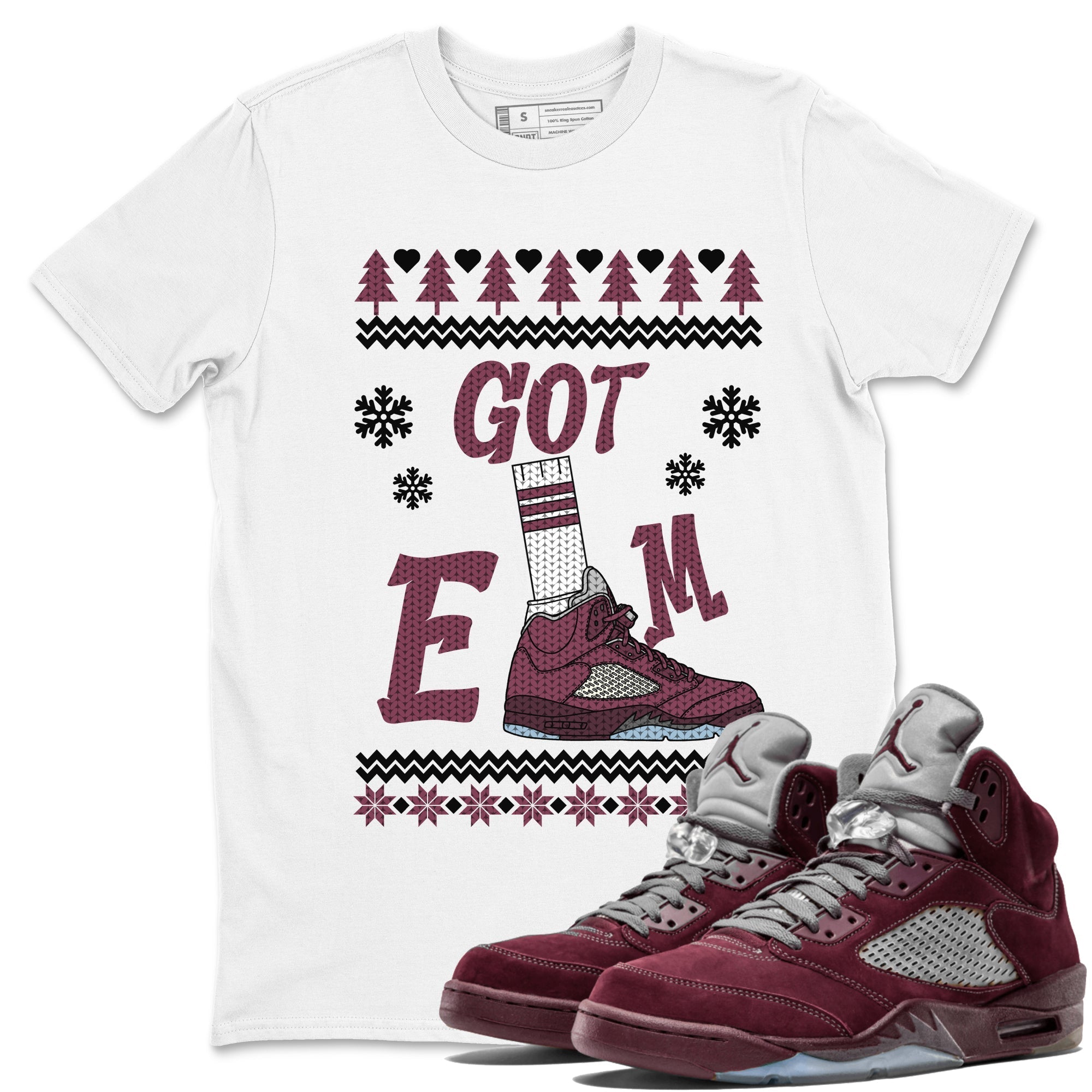 Gotem Sweater snkmatch Tees - Air Jordan 5 Burgundy