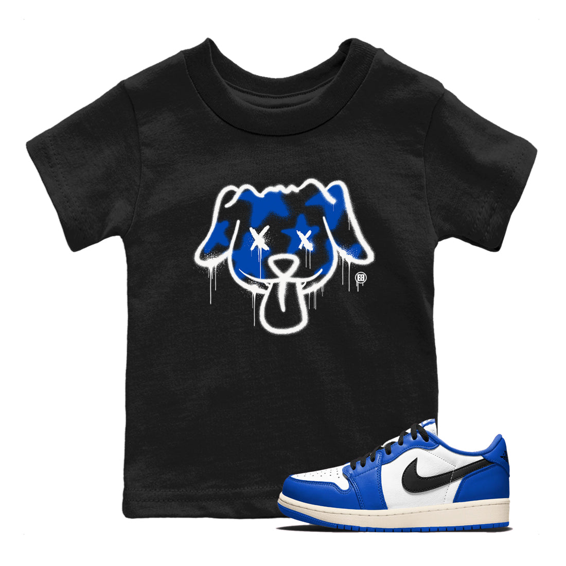 Graffiti Dog snkmatch Tees Kids - Air Jordan 1 Game Royal