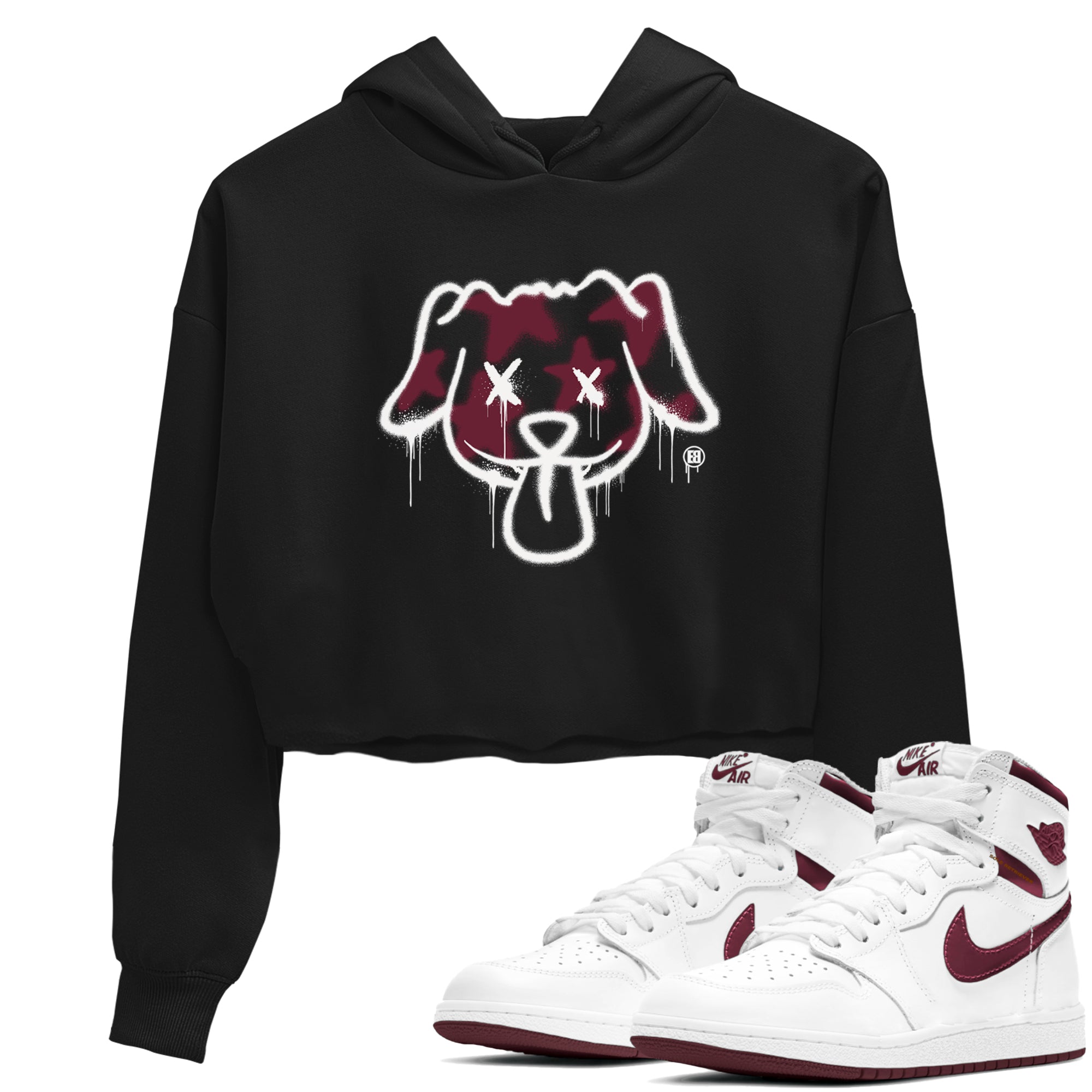 Graffiti Dog snkmatch Women's Top - Air Jordan 1 Metallic Burgundy
