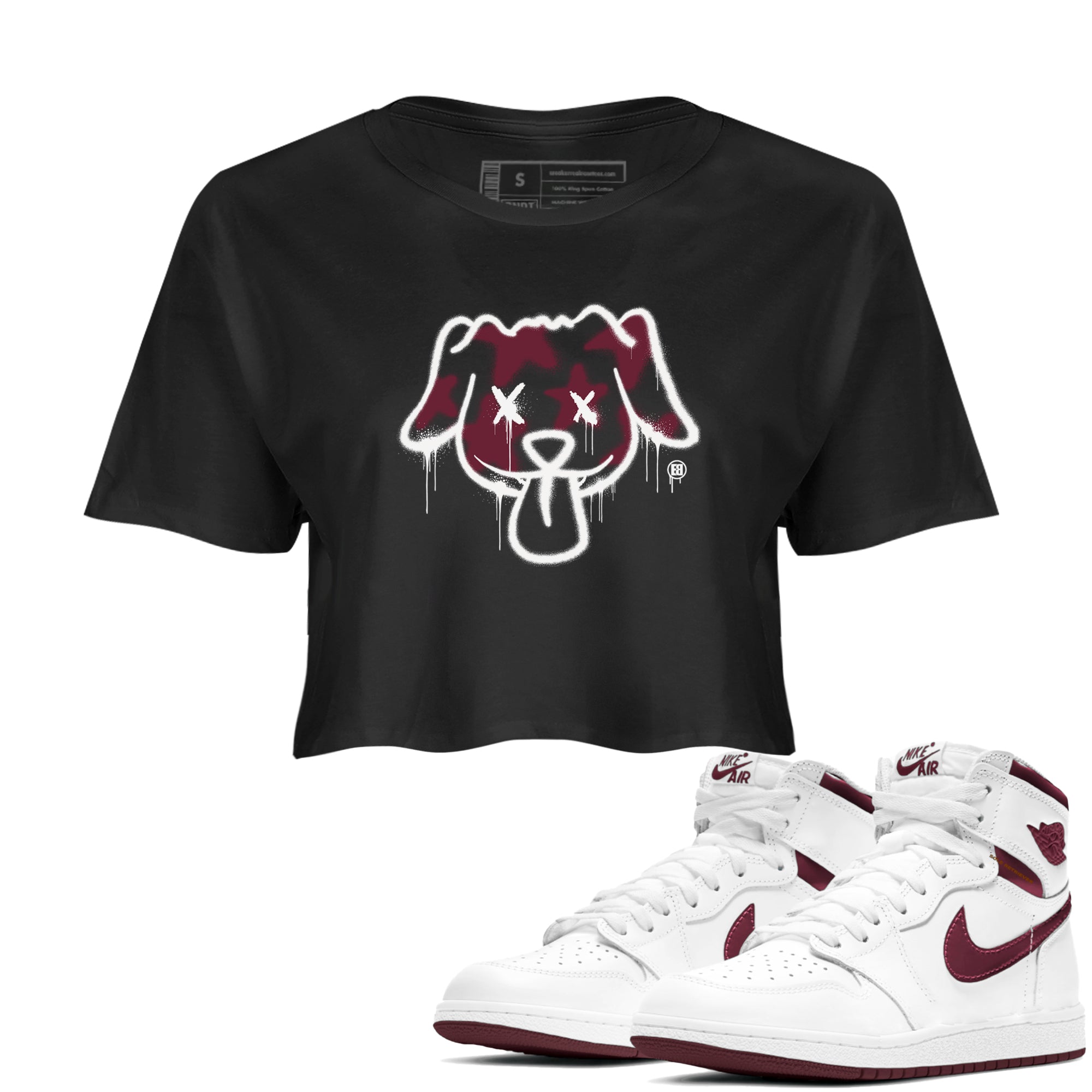 Graffiti Dog snkmatch Women's Top - Air Jordan 1 Metallic Burgundy