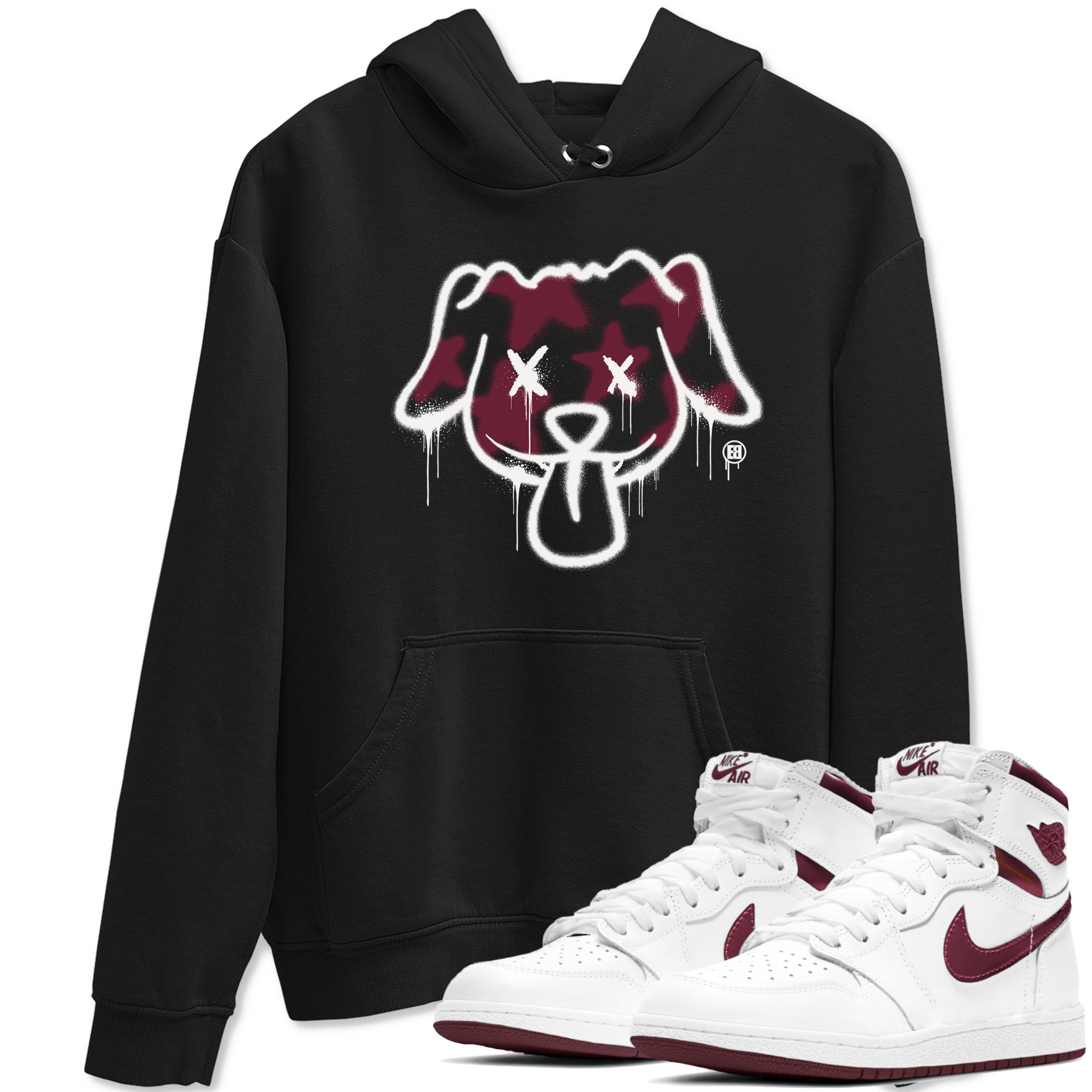 Graffiti Dog snkmatch Tees - Air Jordan 1 Metallic Burgundy
