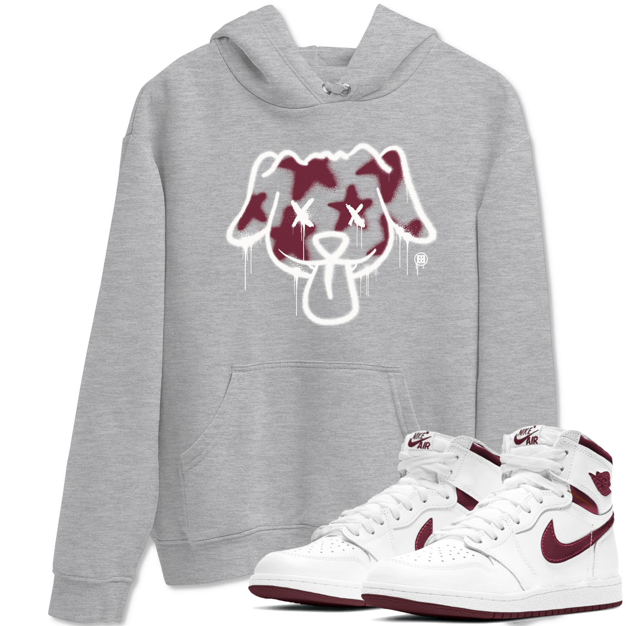 Graffiti Dog snkmatch Tees - Air Jordan 1 Metallic Burgundy