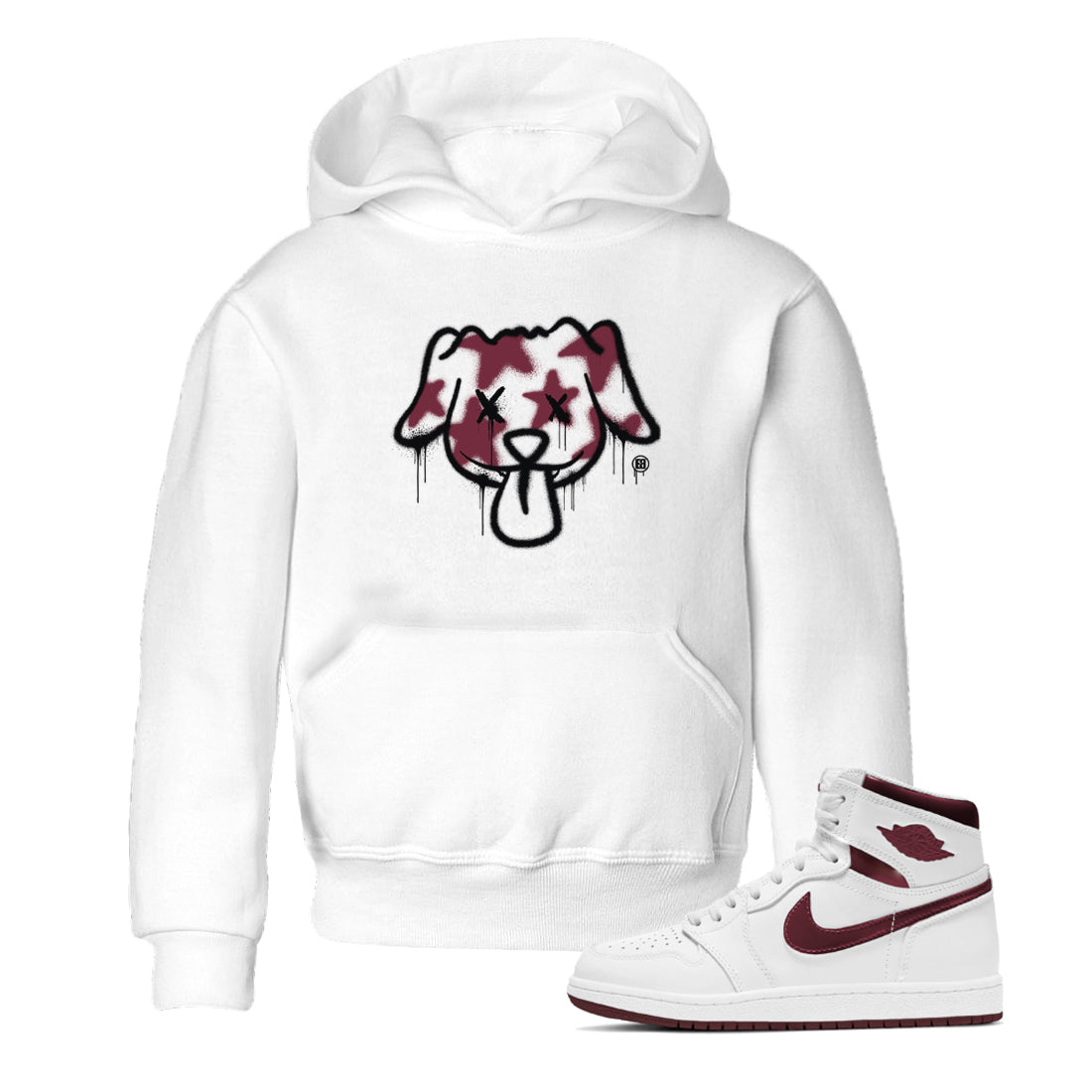 Graffiti Dog snkmatch Tees Kids - Air Jordan 1 Metallic Burgundy