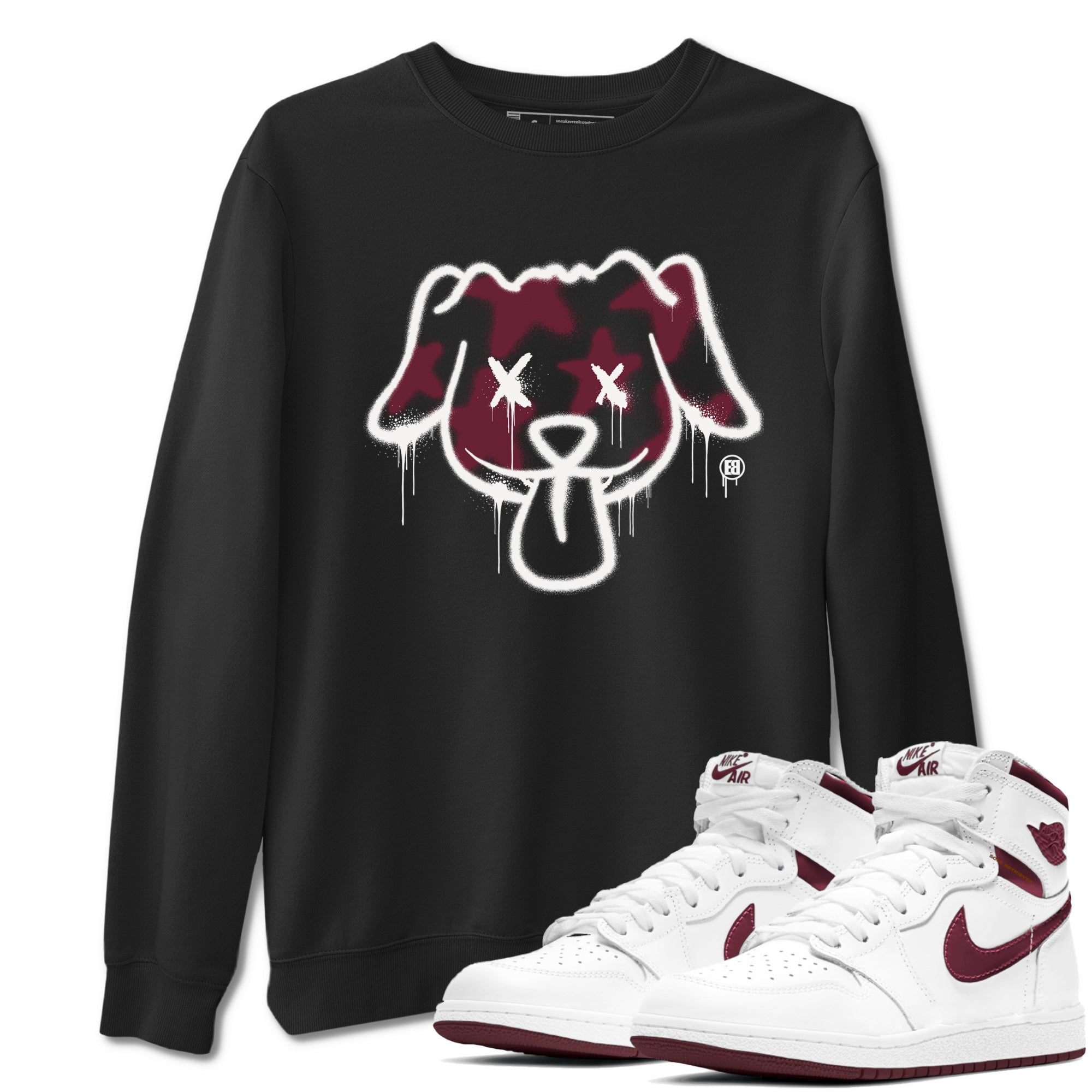 Graffiti Dog snkmatch Tees - Air Jordan 1 Metallic Burgundy