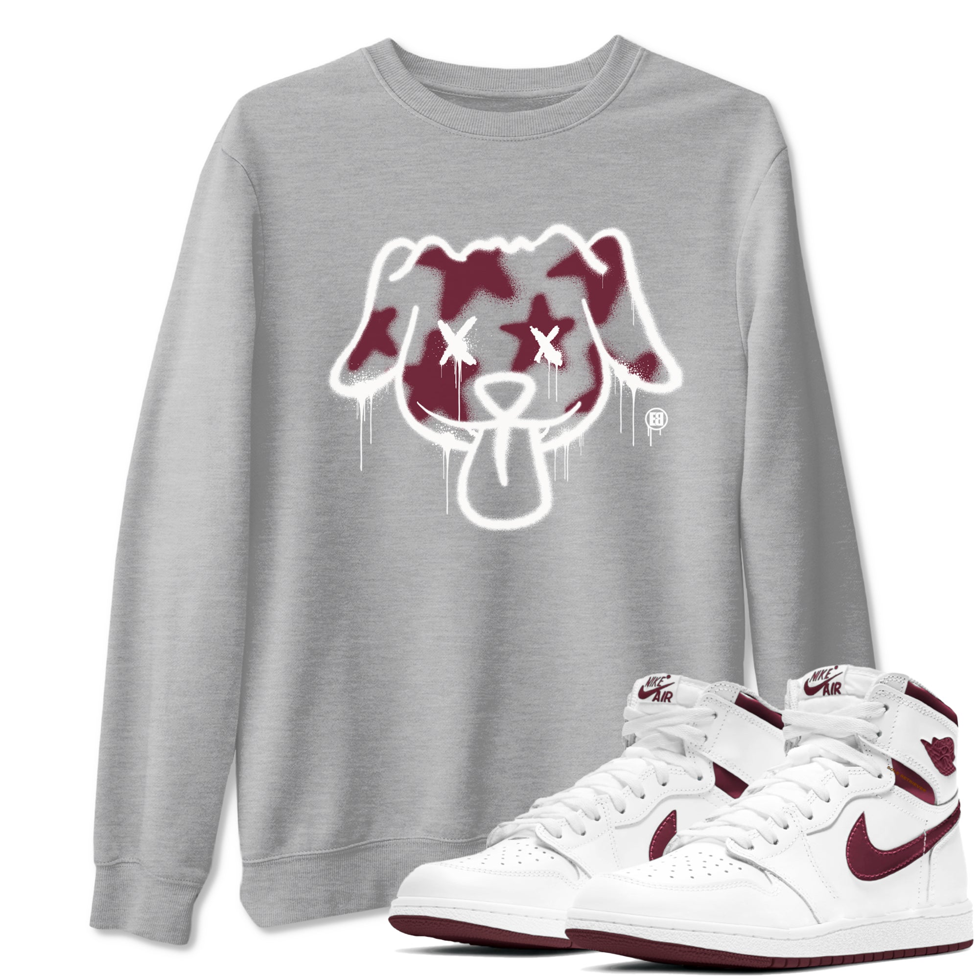 Graffiti Dog snkmatch Tees - Air Jordan 1 Metallic Burgundy