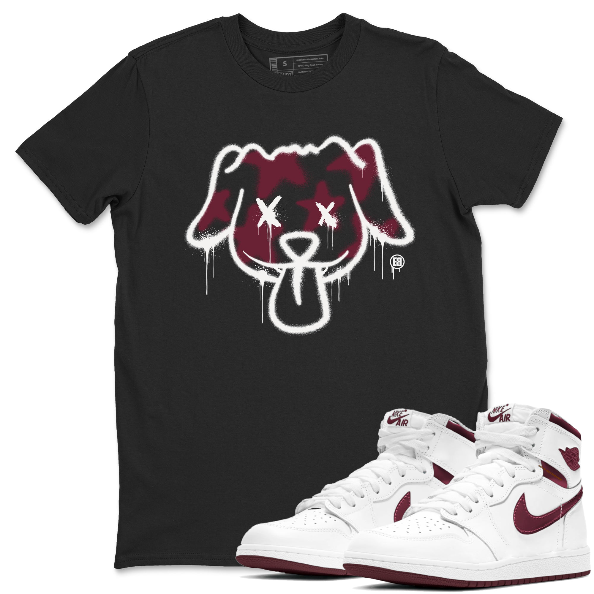 Graffiti Dog snkmatch Tees - Air Jordan 1 Metallic Burgundy